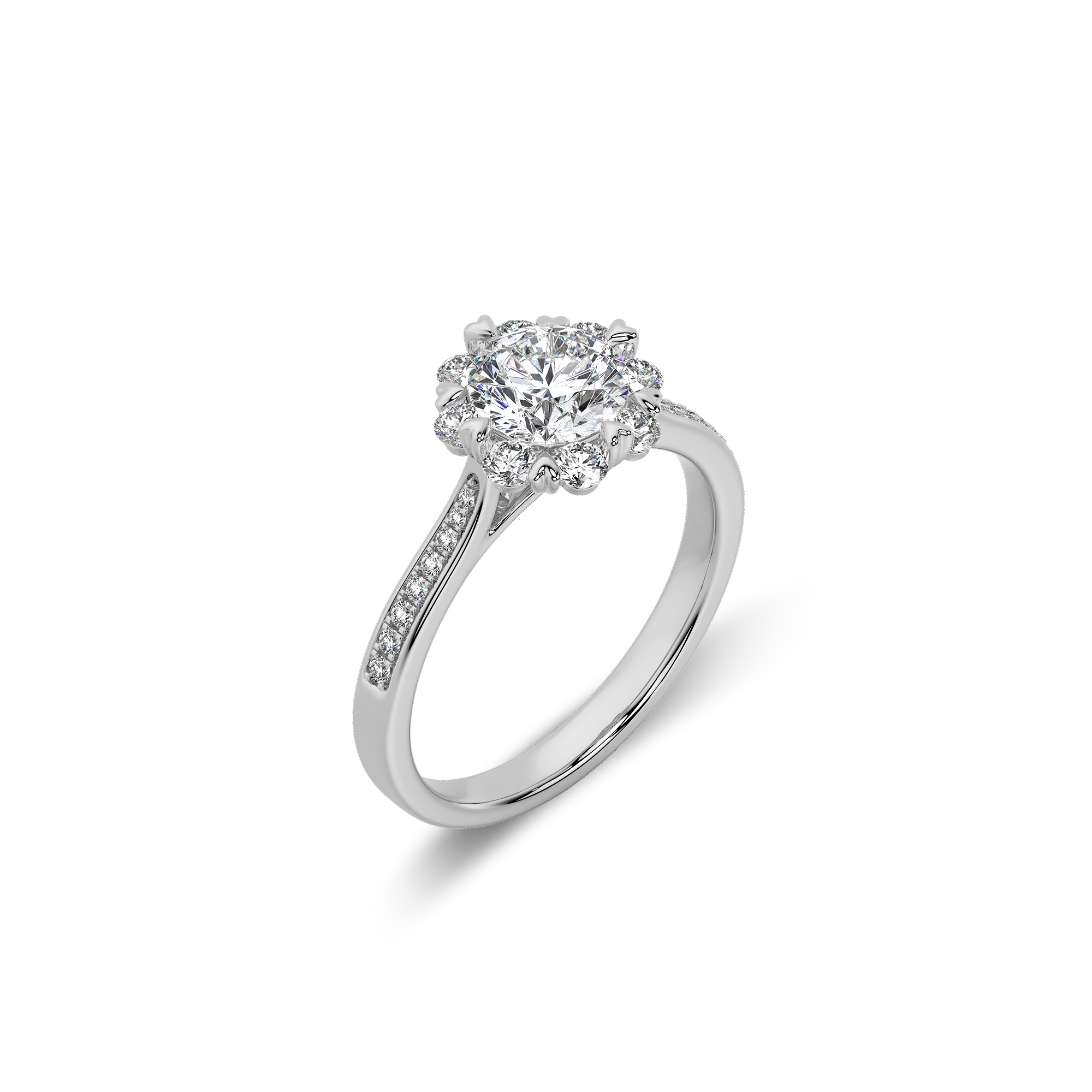 Bouquet Pave Ring Round White Gold