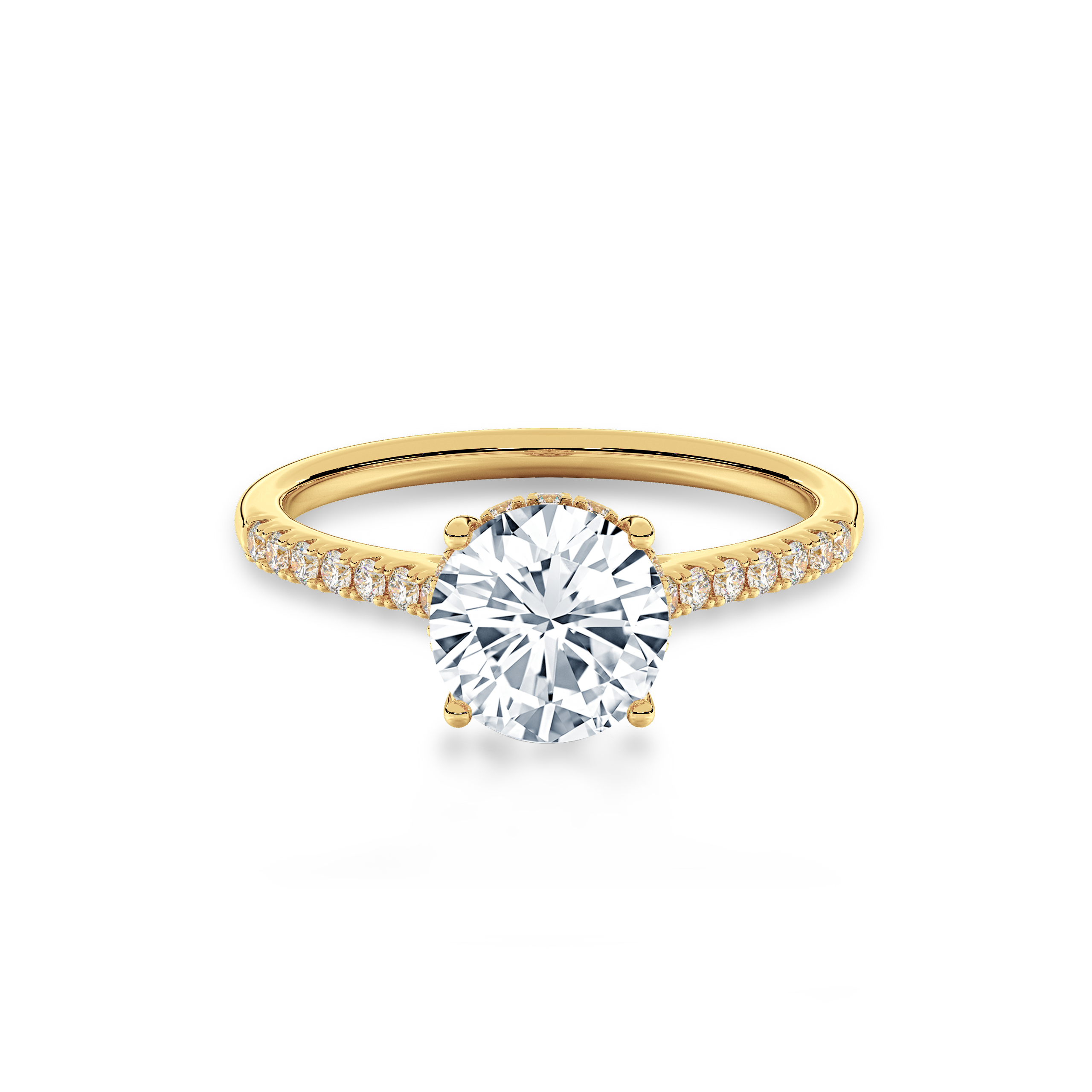 Hidden Halo II Round  Lab Grown Diamond Ring in 14K Gold