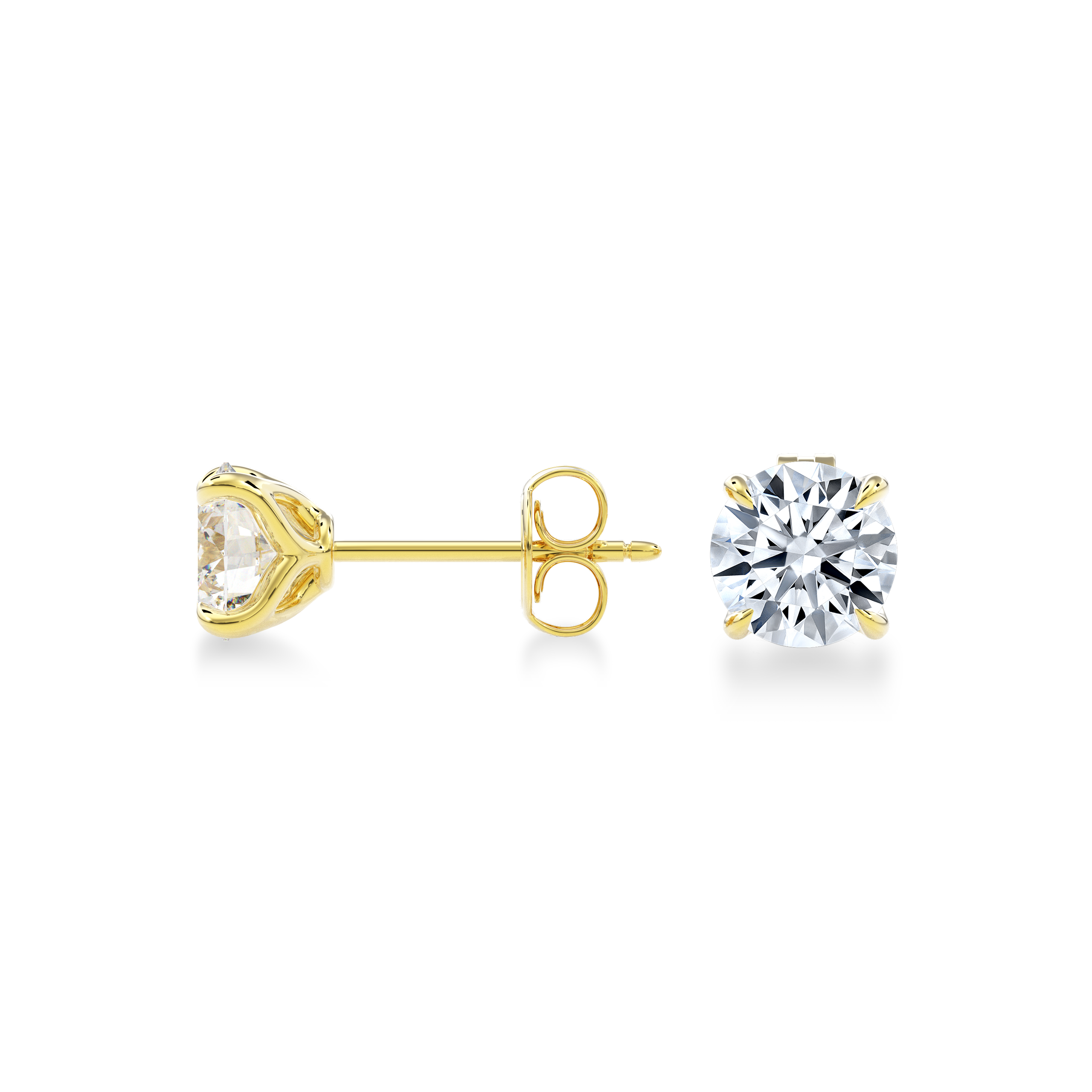 Dia Solitaire Single Stud Earring Round•Yellow Gold