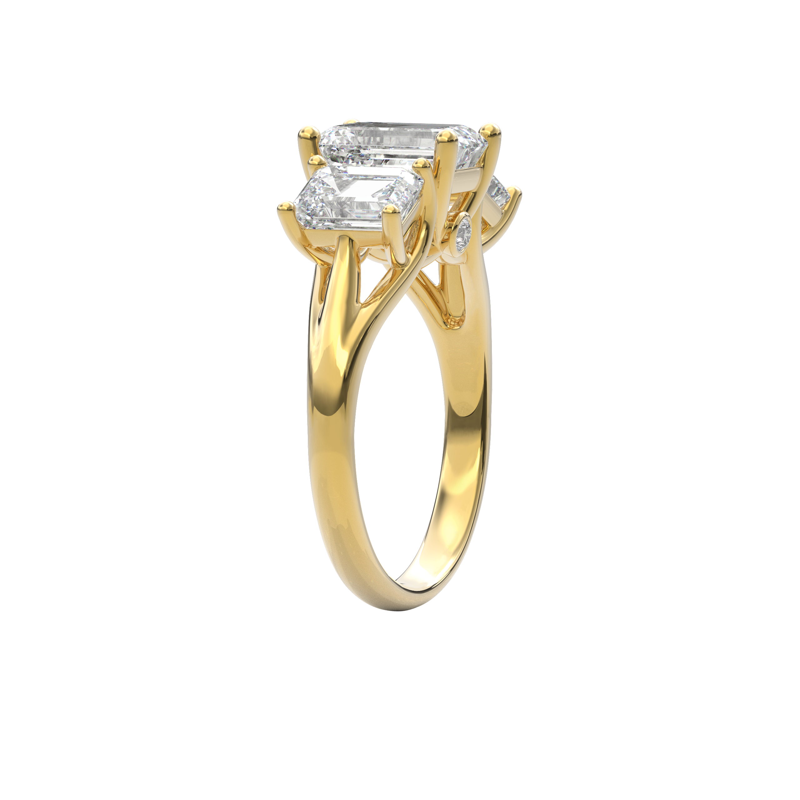 Daphnis Trinity Engagement Ring Emerald•Yellow Gold