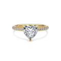 Dia Solitaire Pave Engagement Ring Heart•Yellow Gold