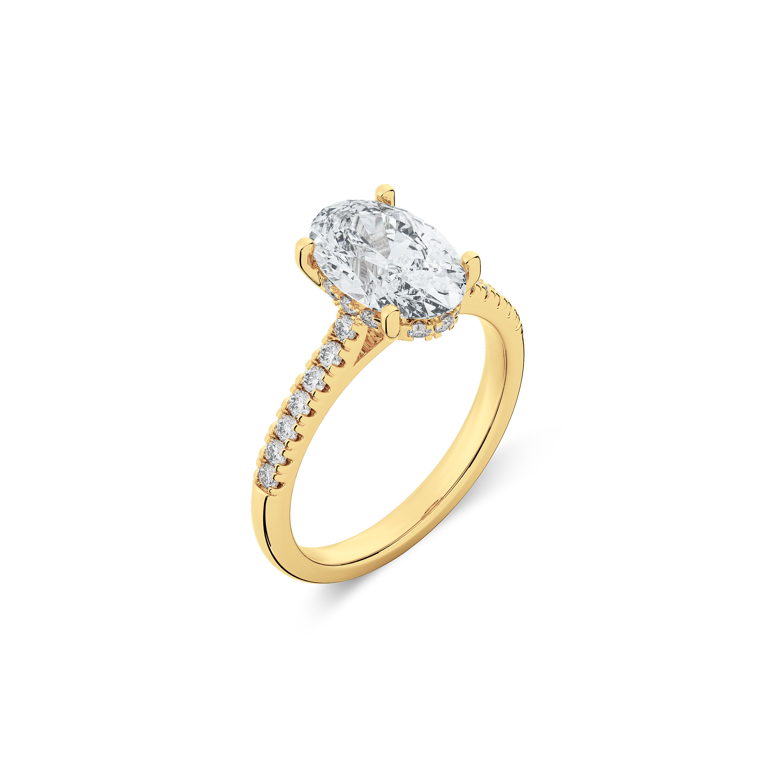 Hidden Halo II Oval Lab Grown Diamond Ring in 14K Gold