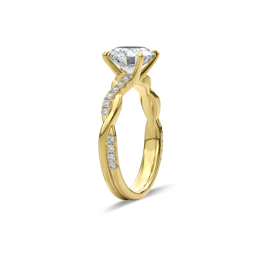 Rhea Twisted Pave Engagement Ring Round•Yellow Gold