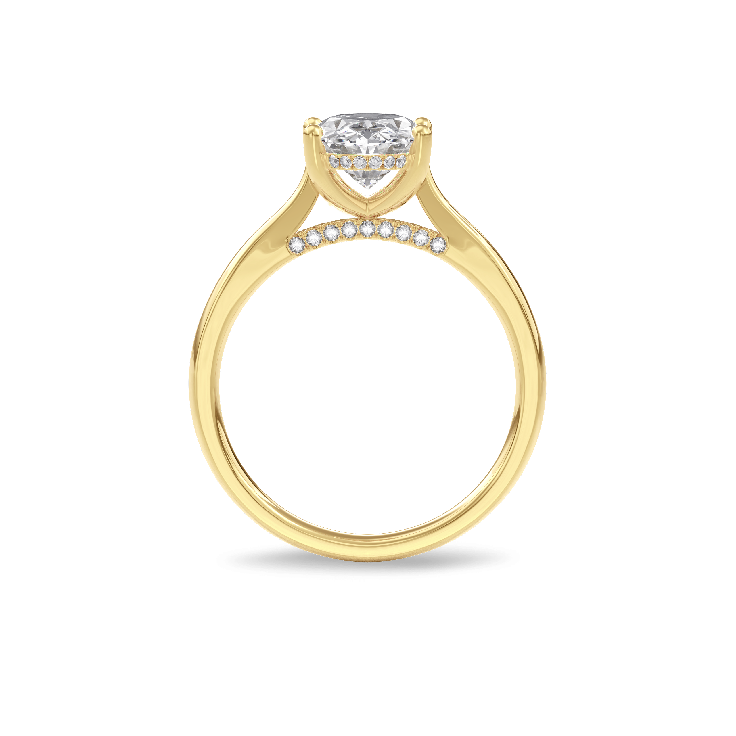 Elara Hidden Halo Salitaire Engagement Ring Oval•Yellow Gold