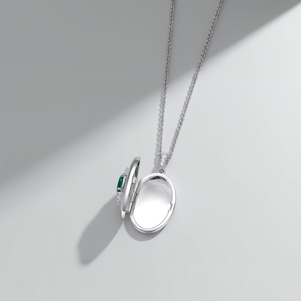 Rhodium Plated Guardian Eye Birthstone Locket SN005R