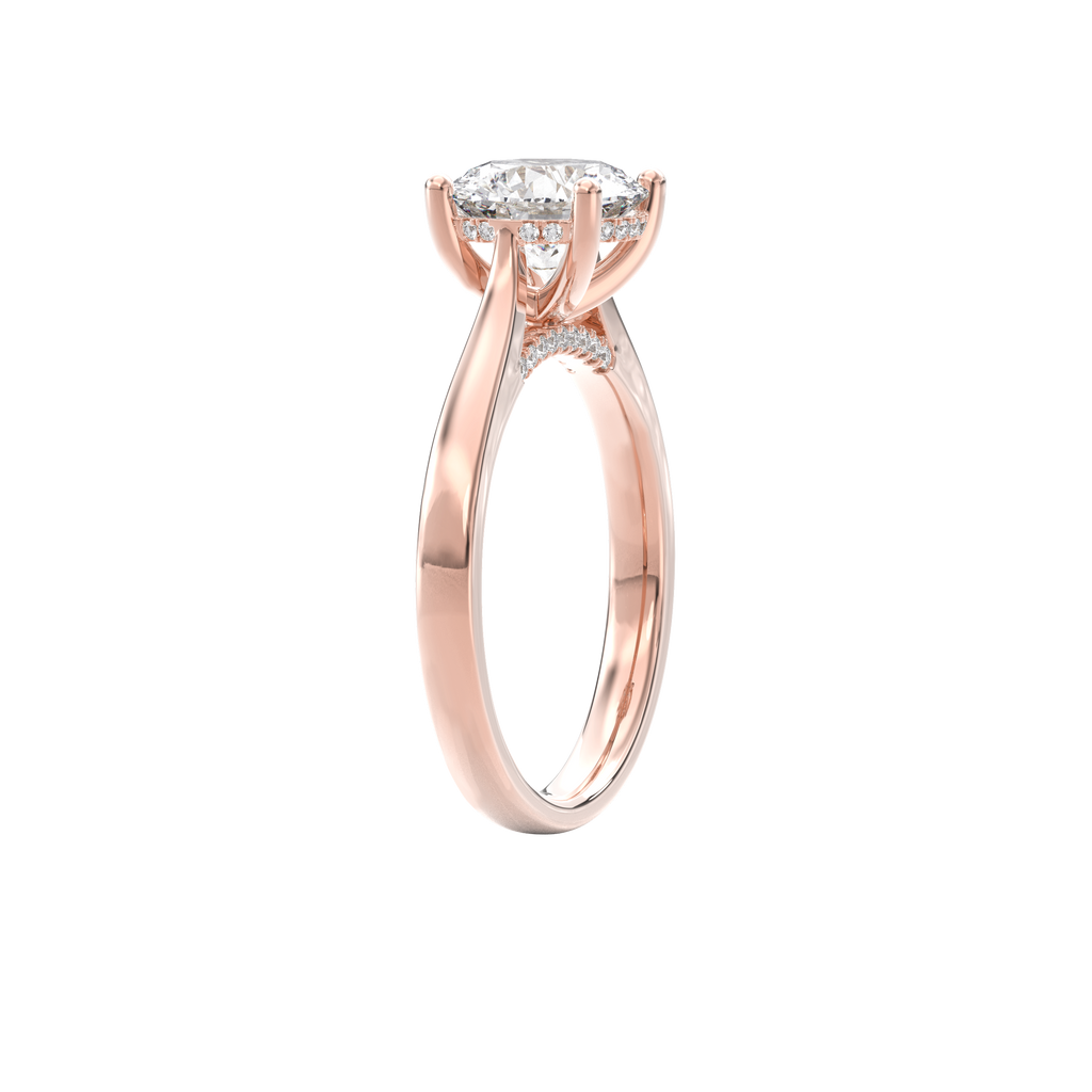 Elara Hidden Halo Salitaire Engagement Ring Round•Rose Gold