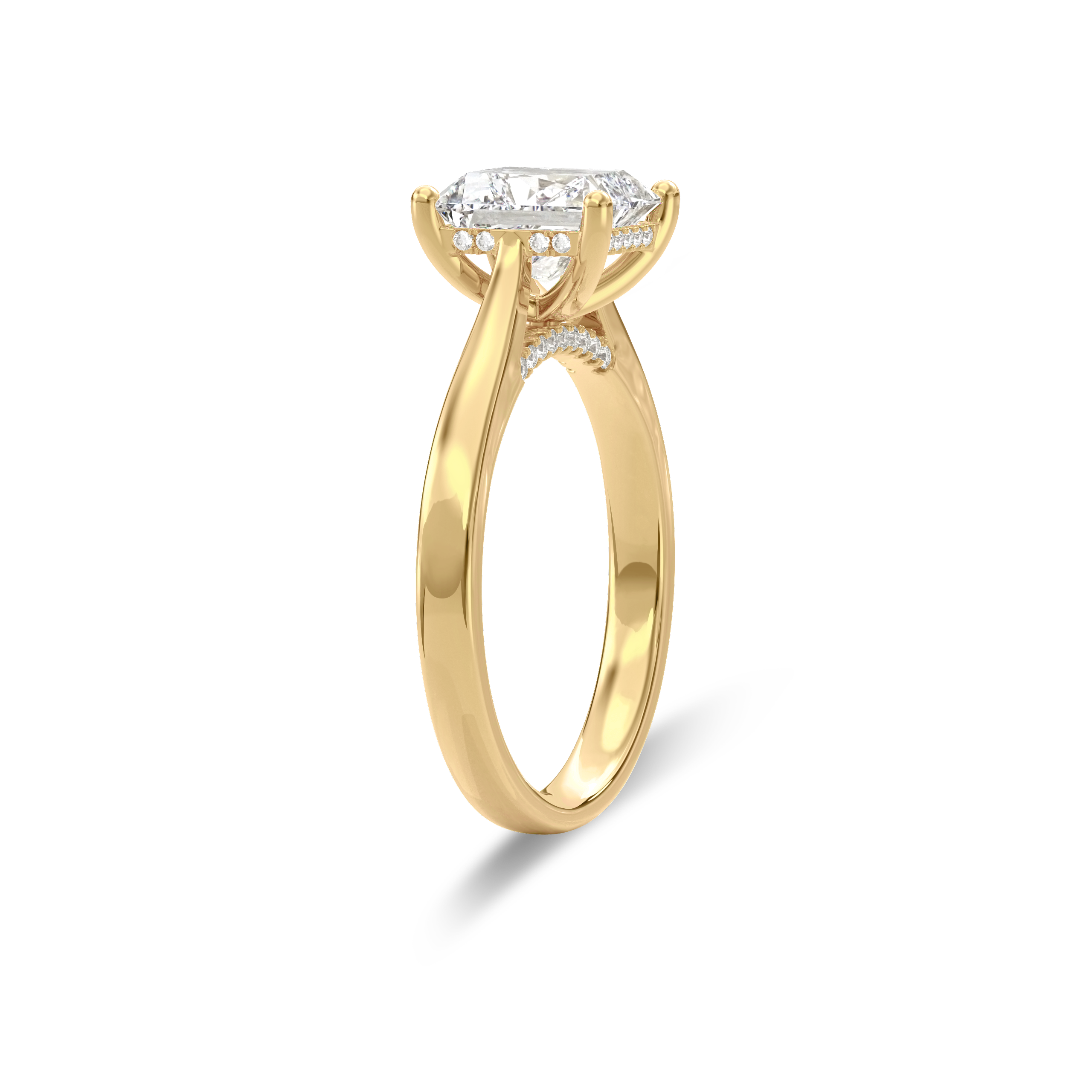 Elara Hidden Halo Salitaire Engagement Ring Radiant•Yellow Gold