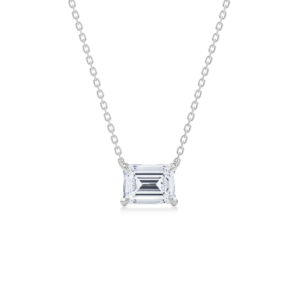 Dia Solitaire Necklace Emerald•White Gold