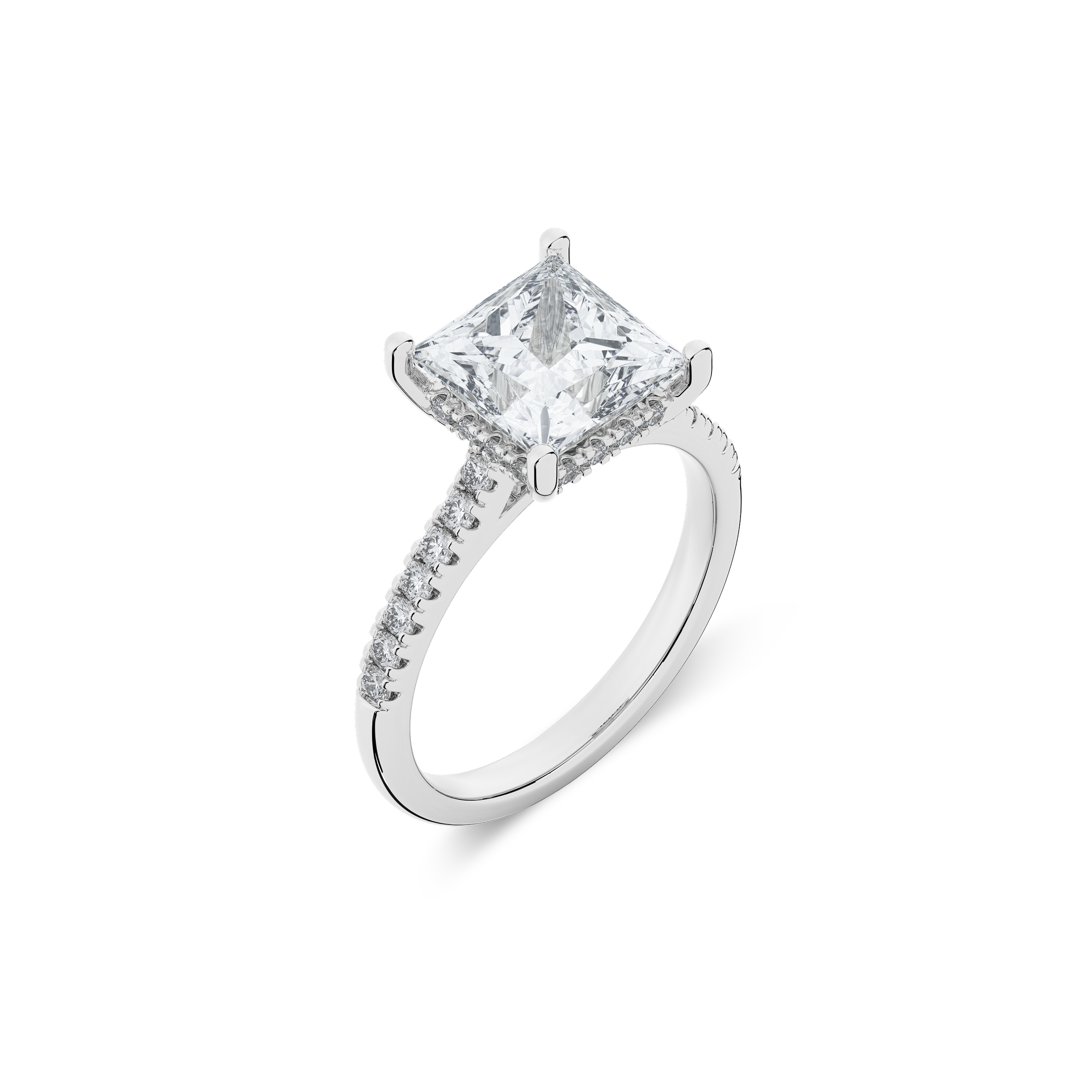 Hidden Halo II Princess Lab Grown Diamond Ring in 14K White Gold