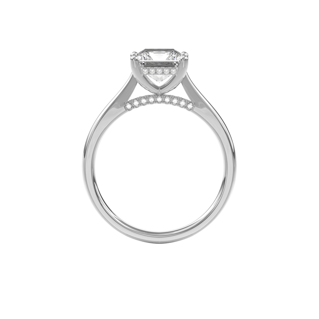 Elara Hidden Halo Salitaire Engagement Ring Radiant•White Gold
