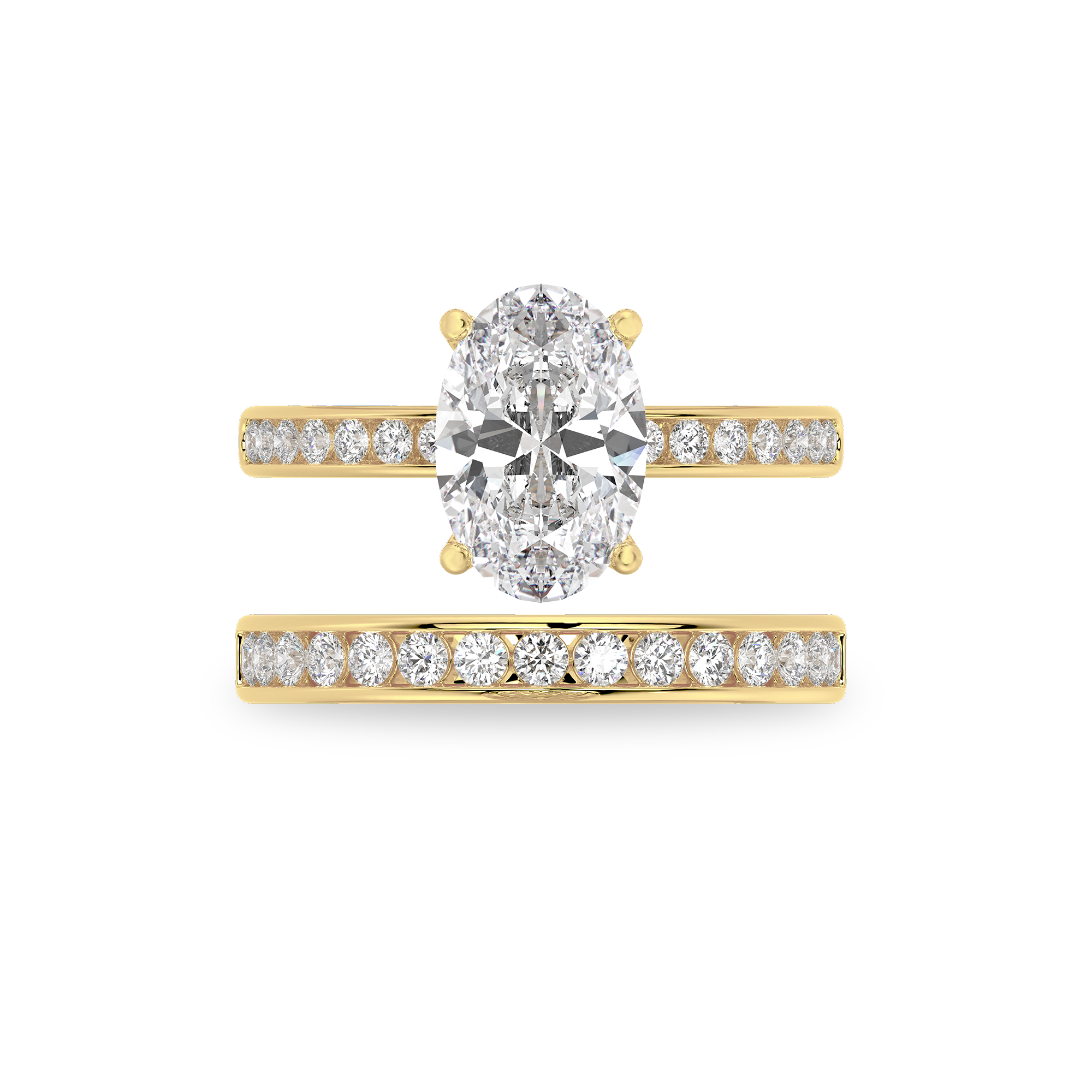 Channel Set Round Diamond Engagement Ring in 14k Yellow Gold
