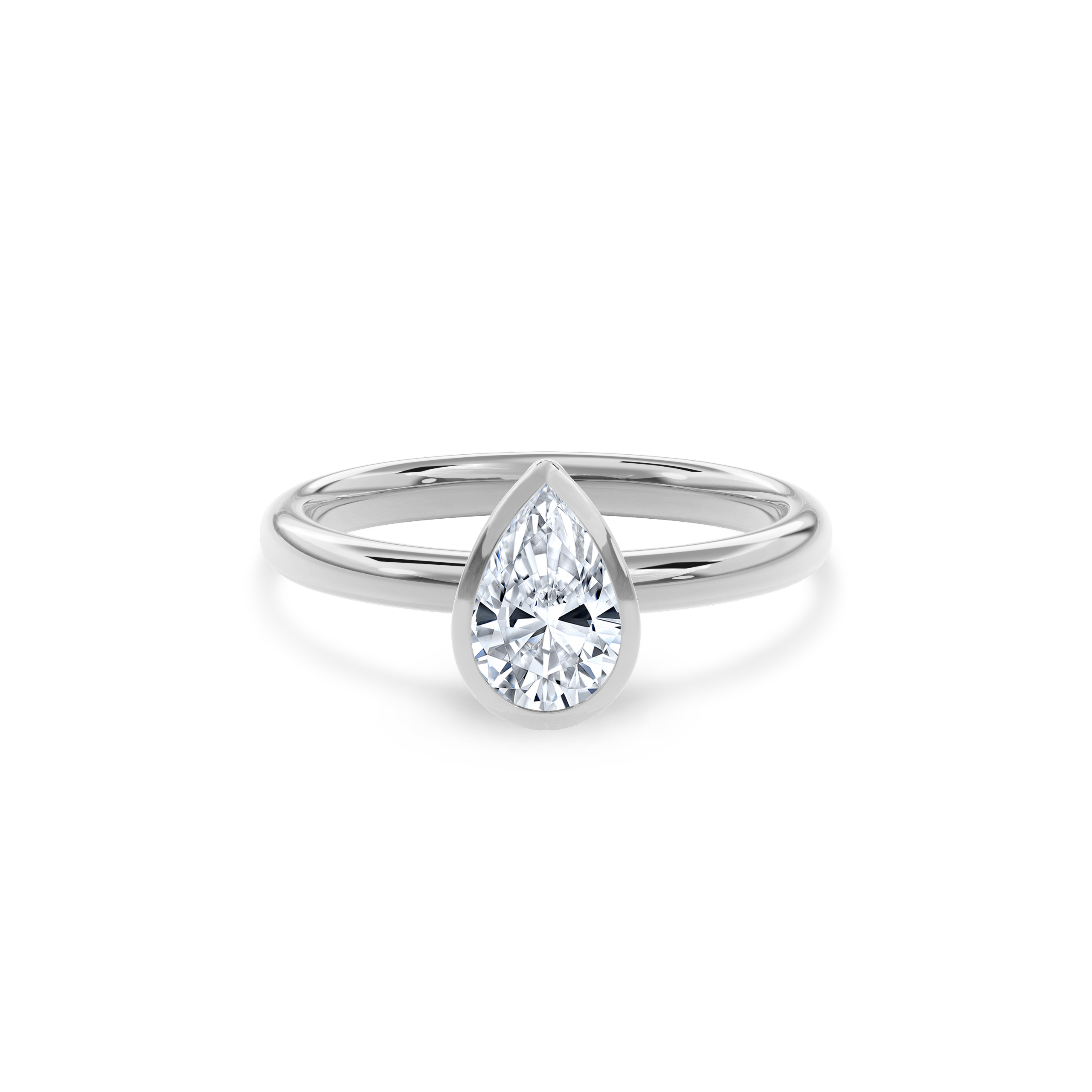 Bezel Ring Pear•White Gold