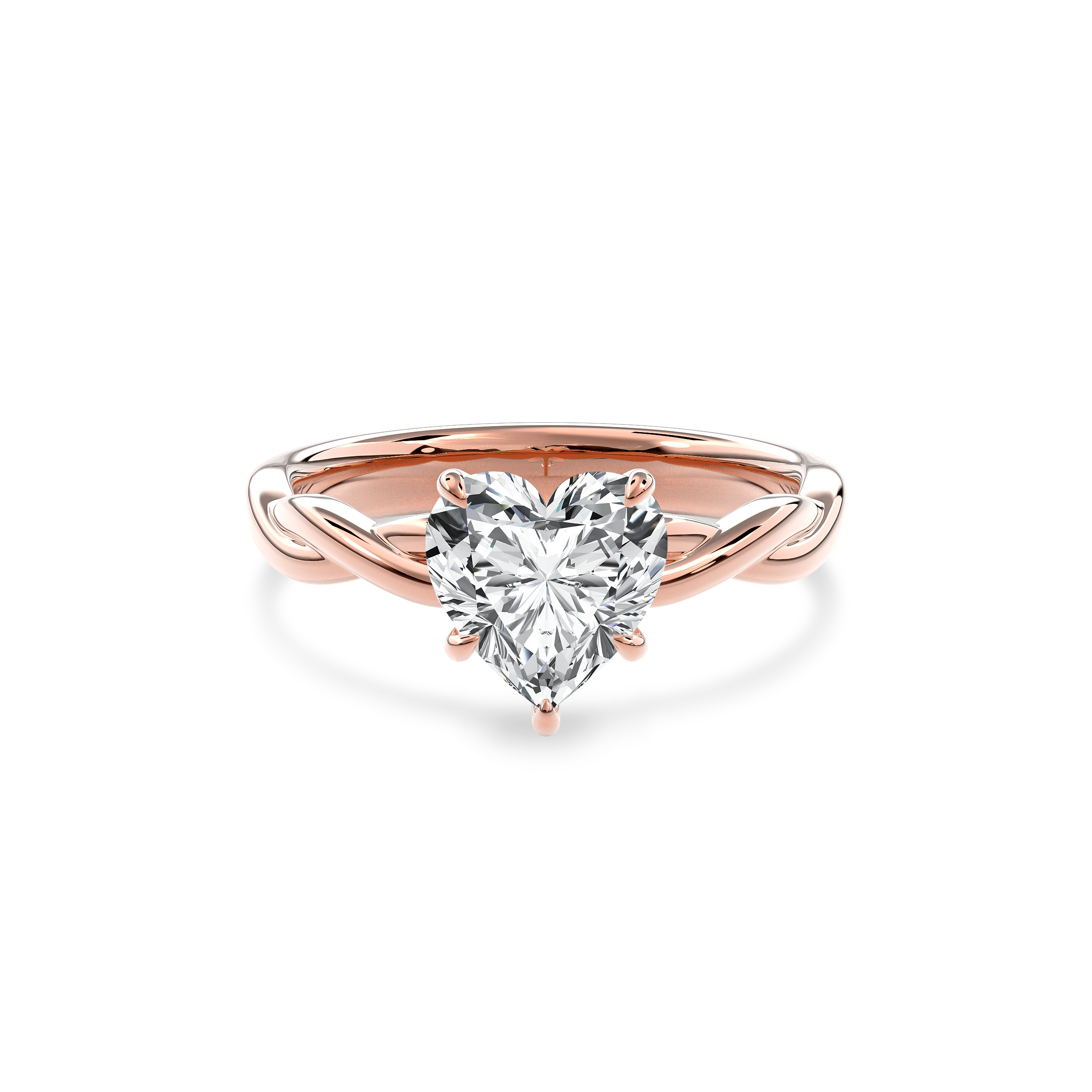 Rhea Twisted Engagement Ring Heart•Rose Gold