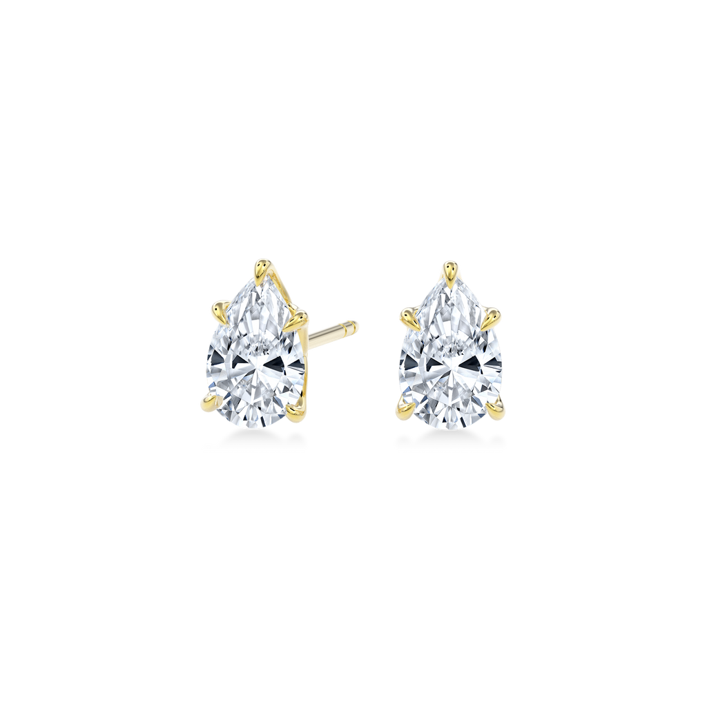 Dia Solitaire Single Stud Earring Pear•Yellow Gold