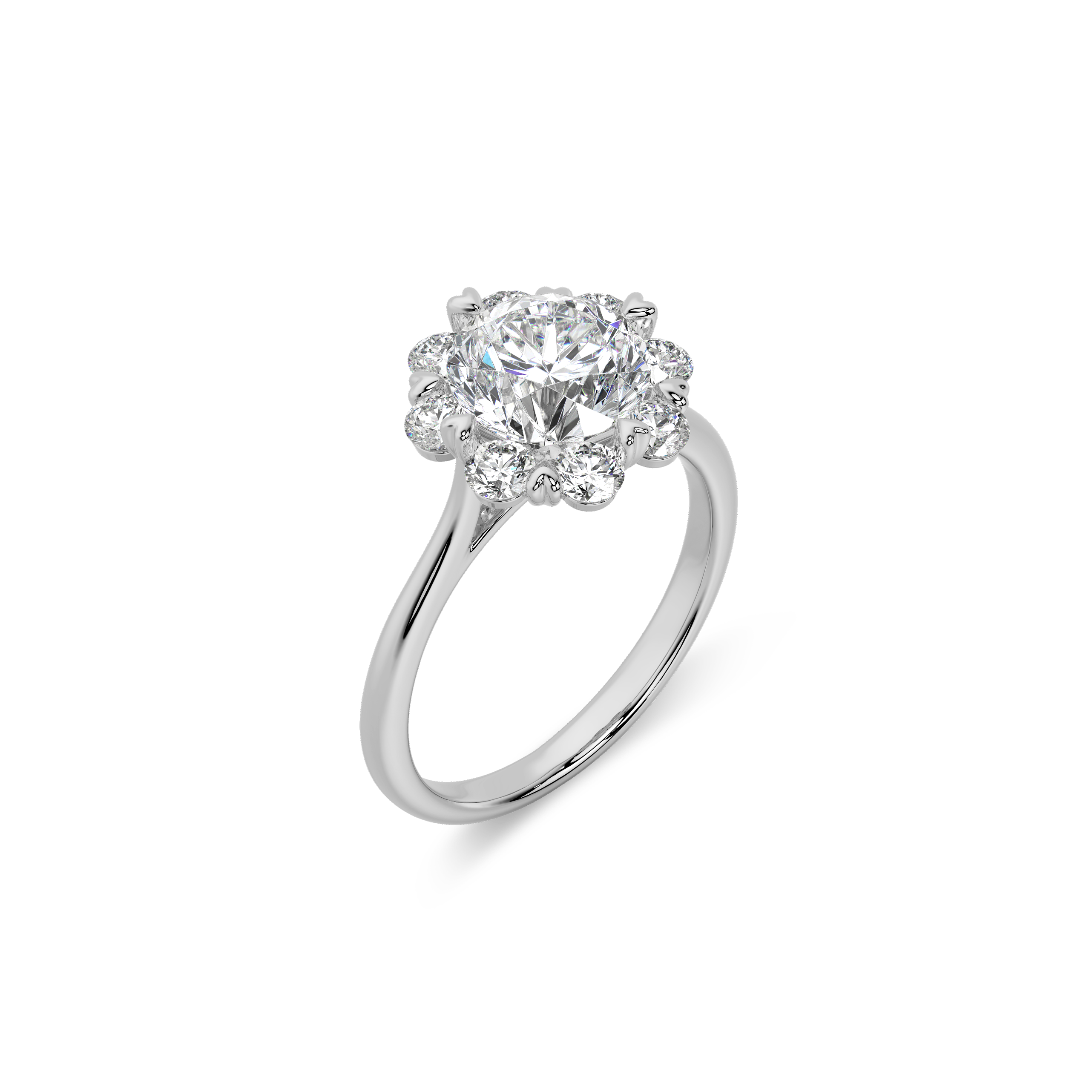 Bouquet Ring Round White Gold