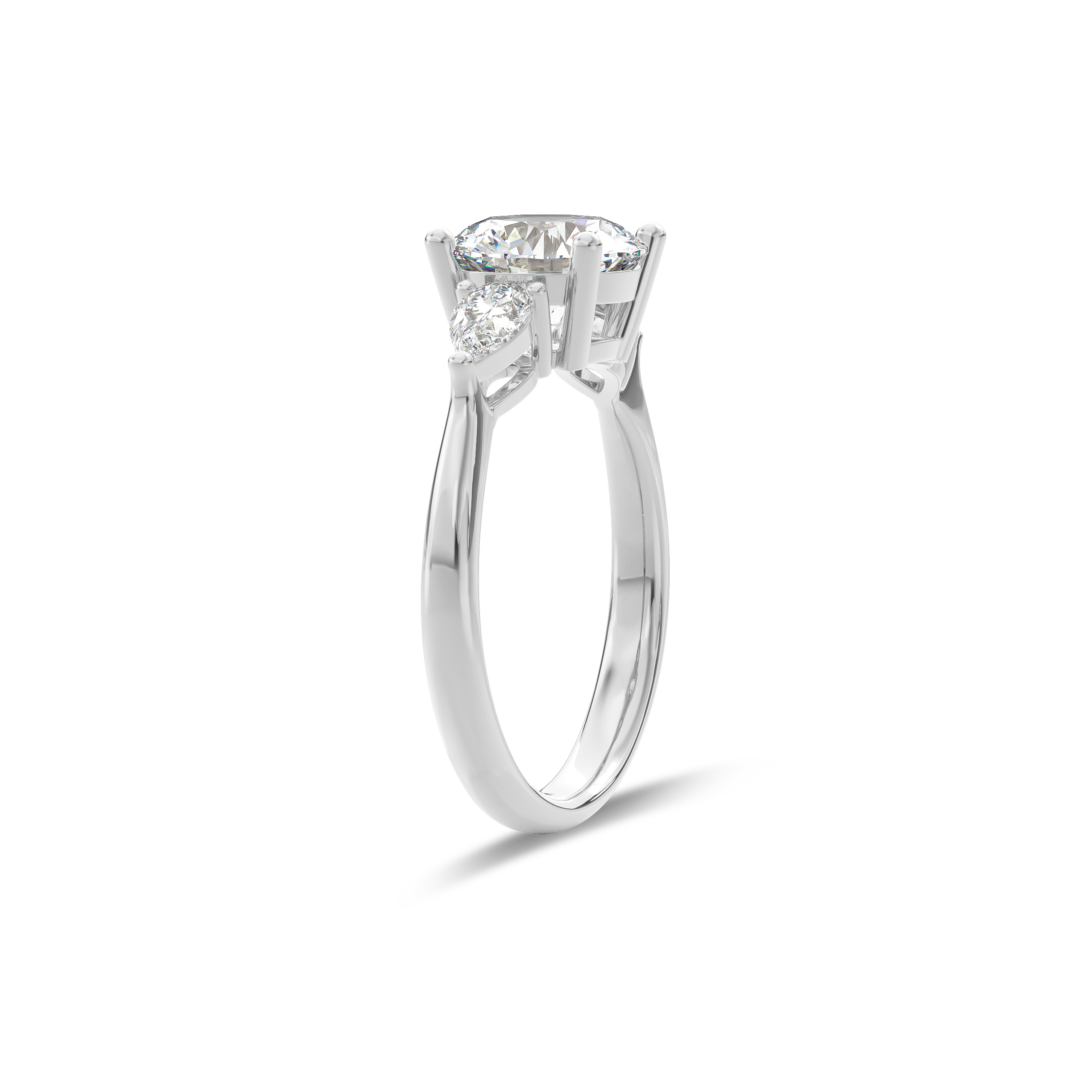Daphnis Three Stones Engagement Ring Round•White Gold
