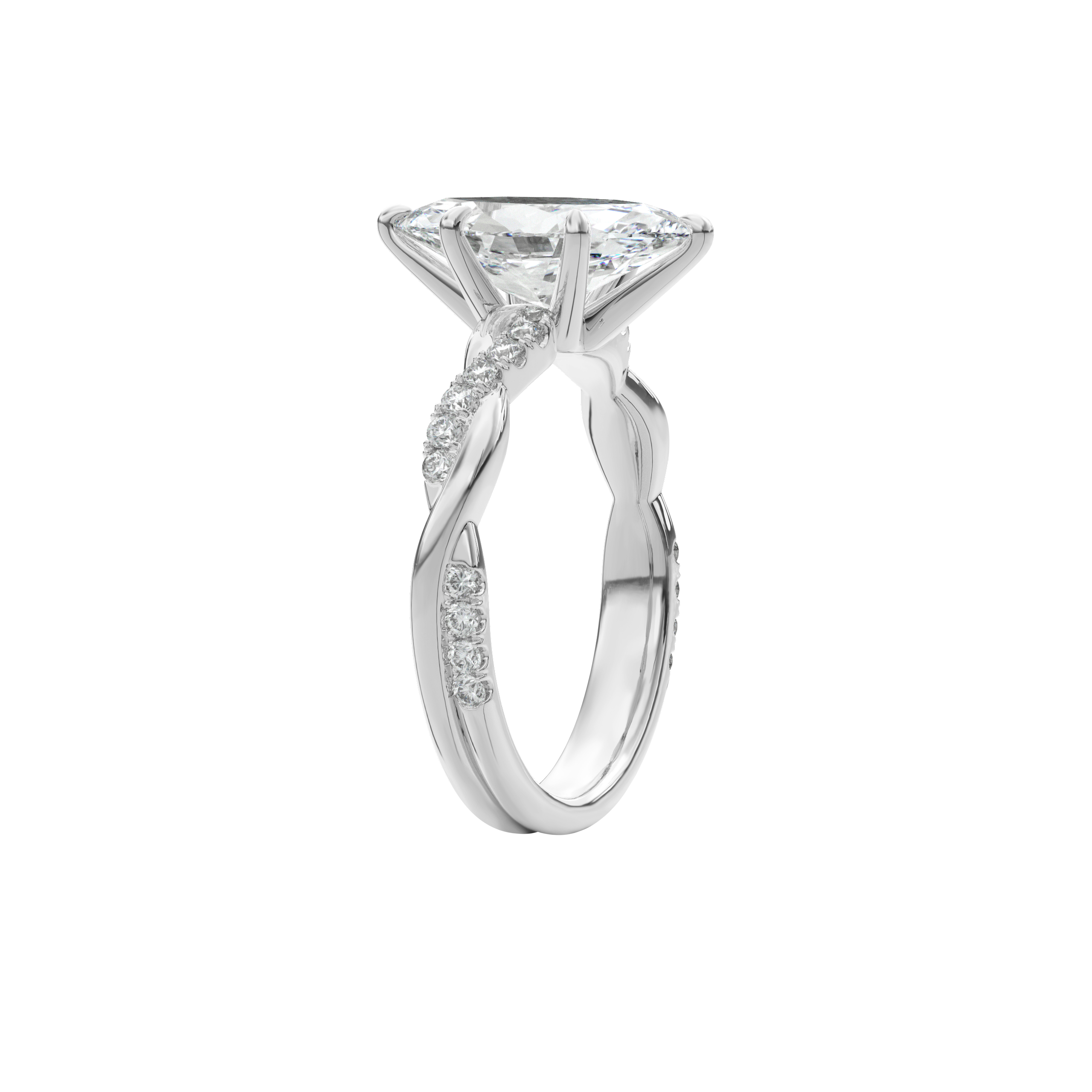 Rhea Twisted Pave Engagement Ring Marquise•White Gold