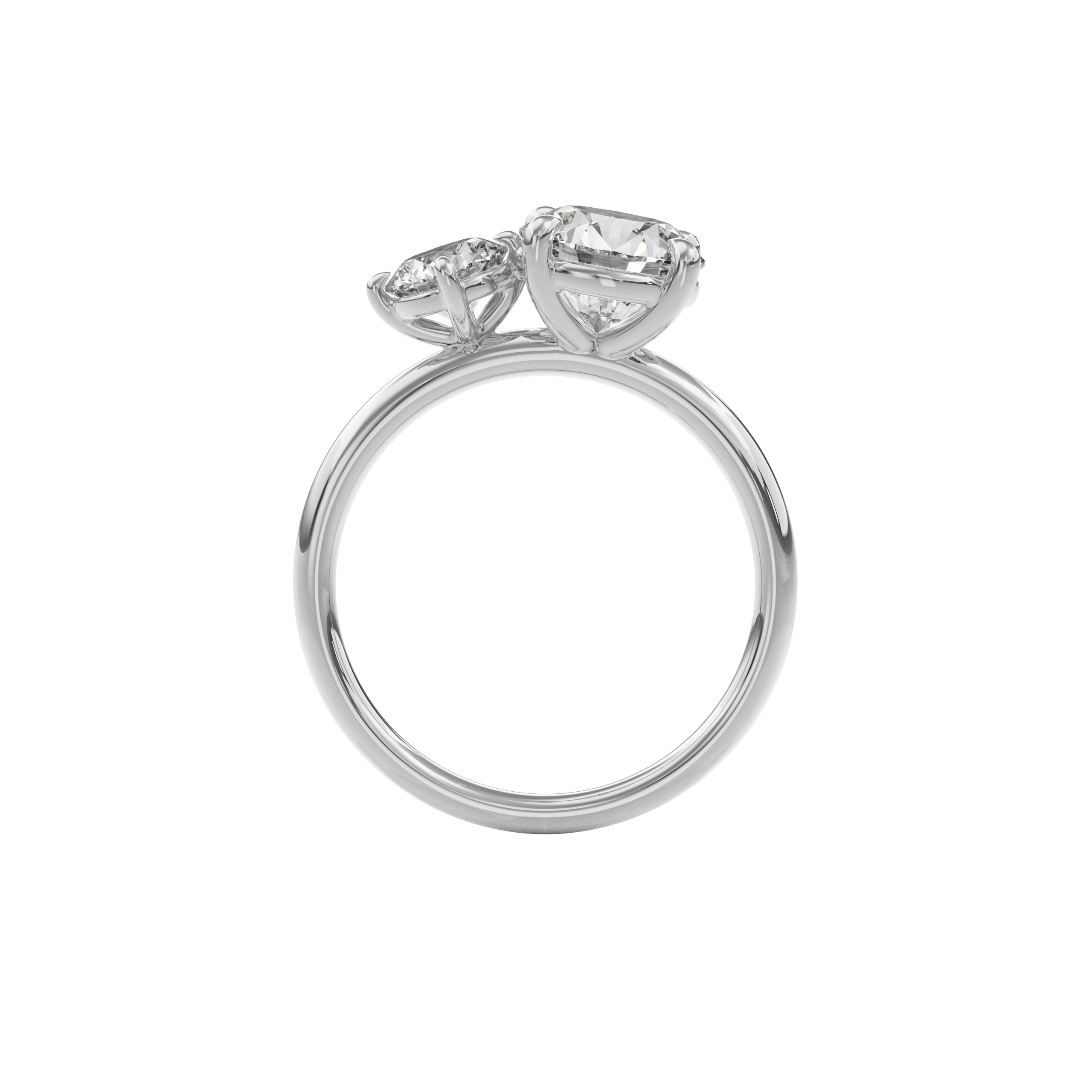 Callisto Two Stones Engagement Ring Round•White Gold