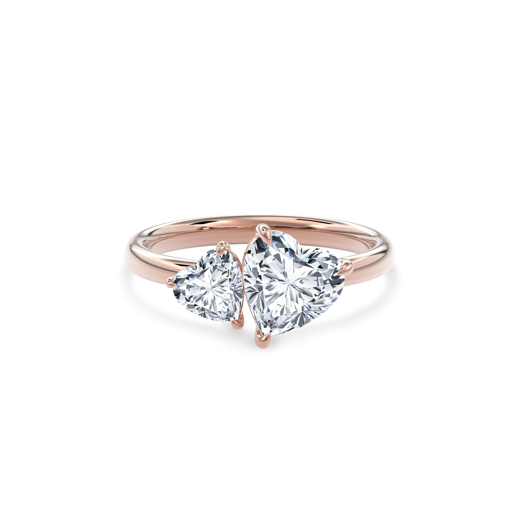 Callisto Two Stones Engagement Ring Heart•Rose Gold