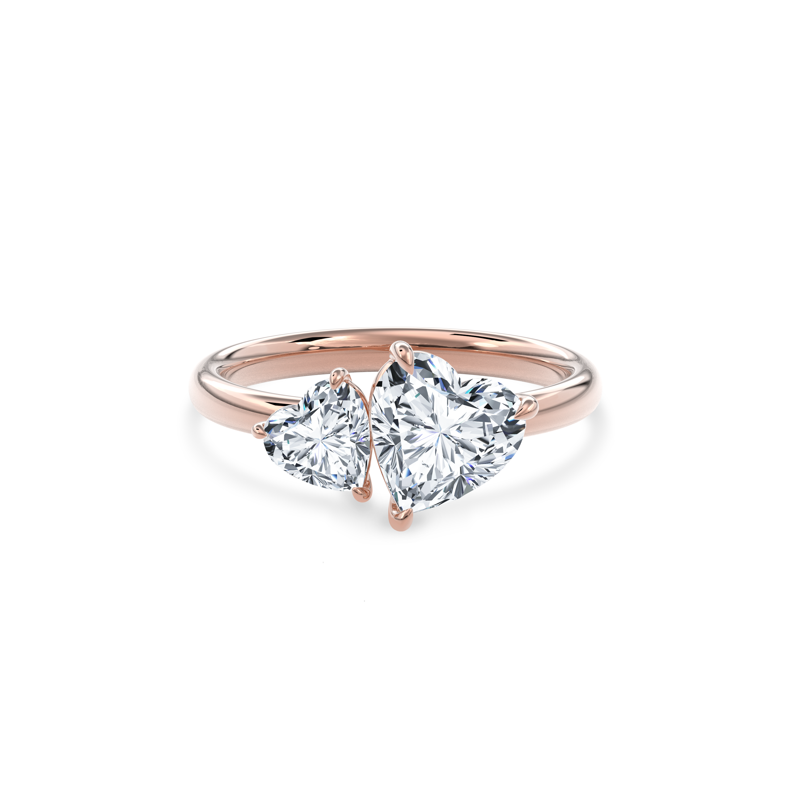 Callisto Two Stones Engagement Ring Heart•Rose Gold