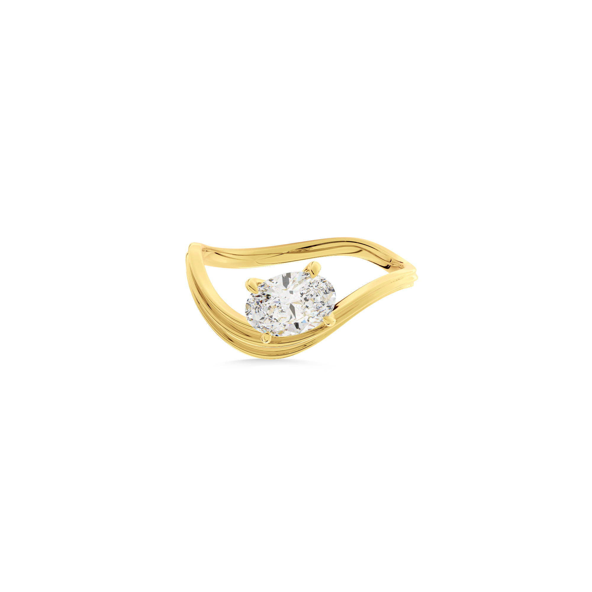 Oval  Luna Curve Ring in Yellow Gold