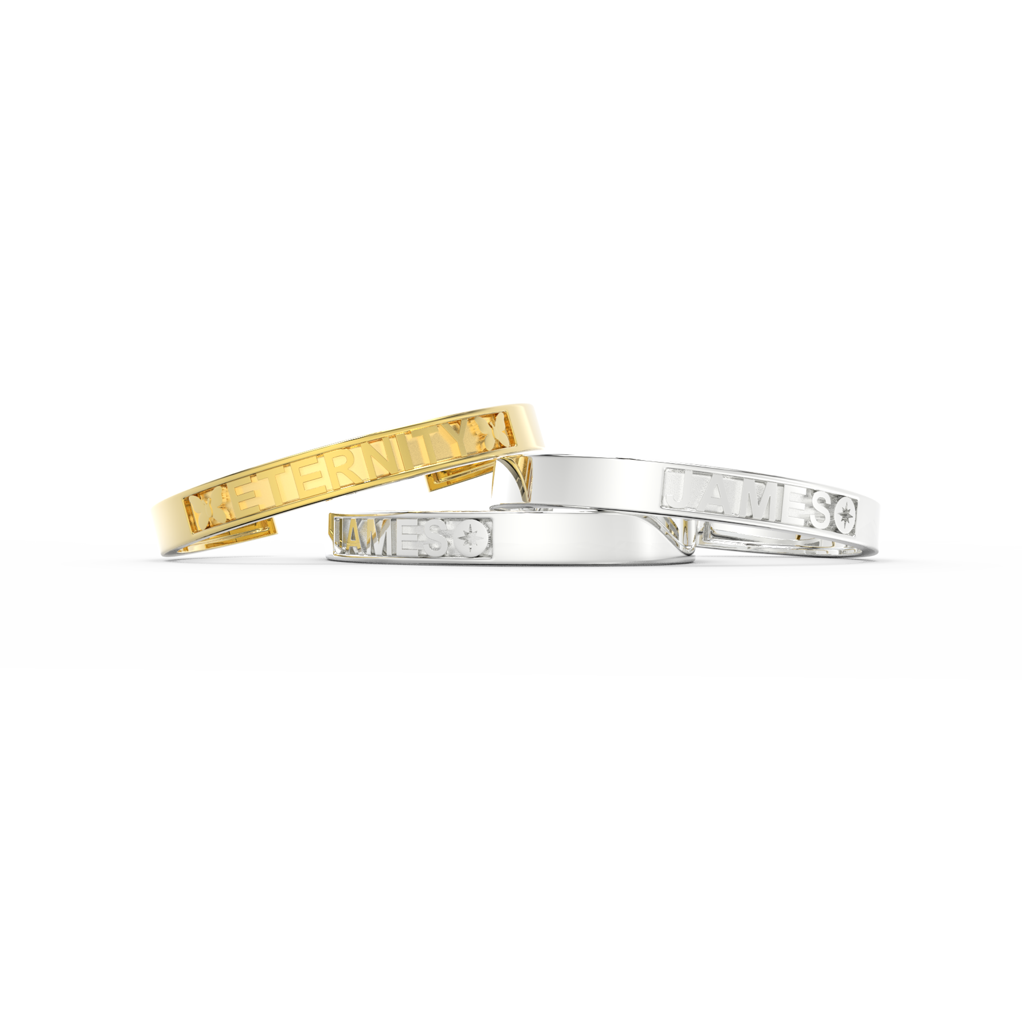 Rhodium Plated Silver CharmMark ModuType Cuff SS25B001R
