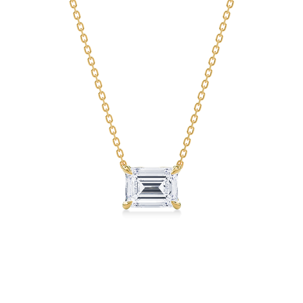 Dia Solitaire Necklace Emerald•Yellow Gold