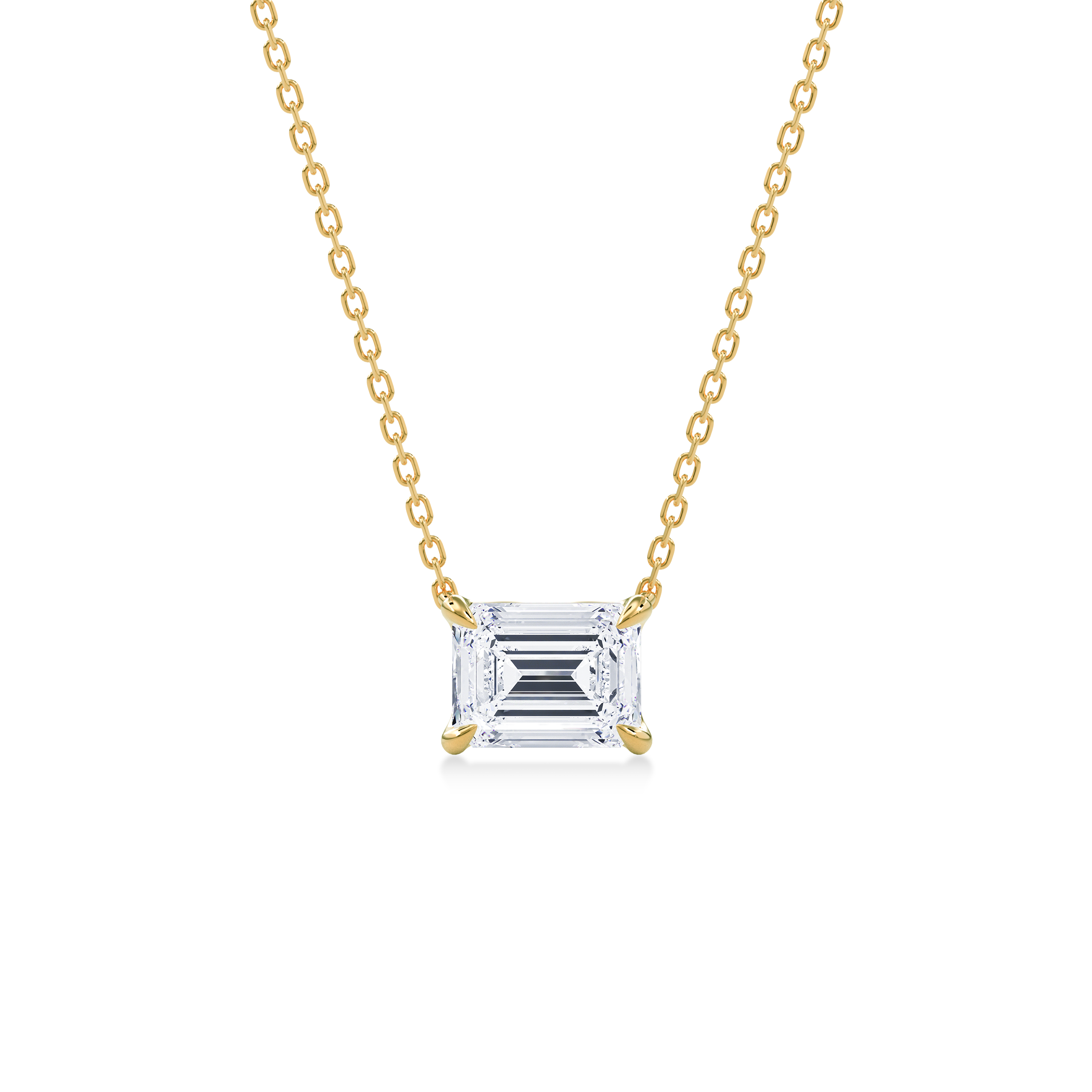 Dia Solitaire Necklace Emerald•Yellow Gold