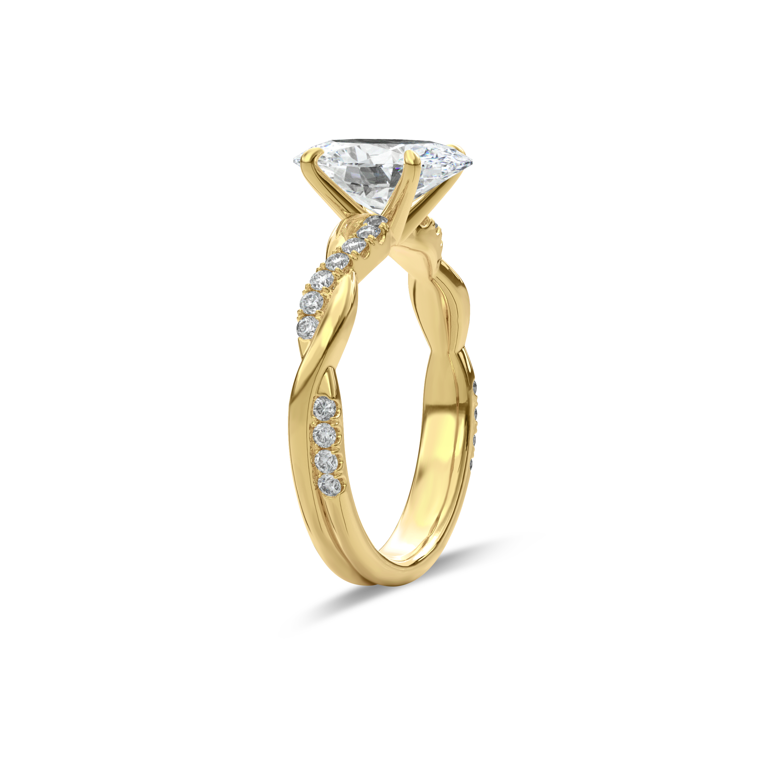 Rhea Twisted Pave Engagement Ring Oval•Yellow Gold