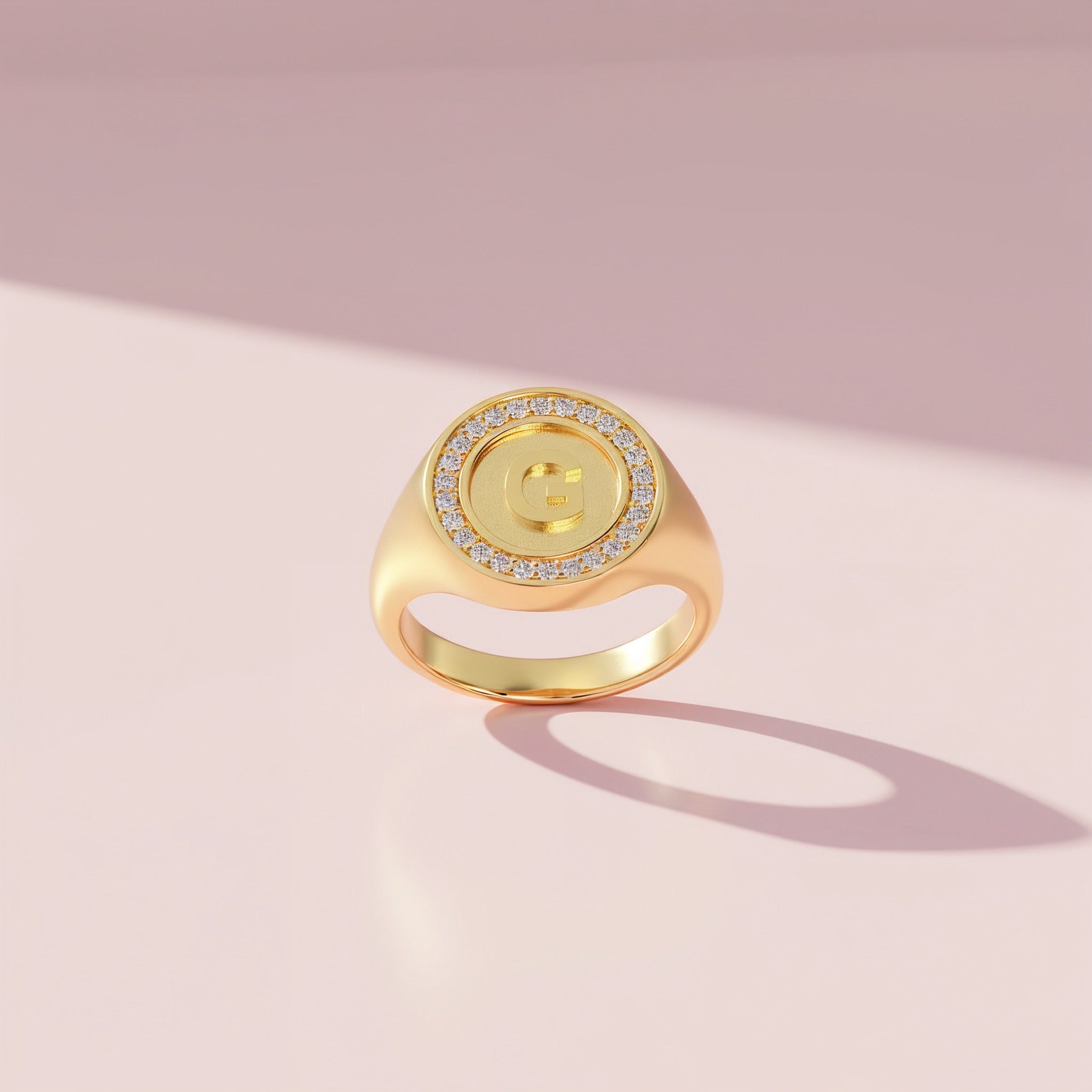 18K Gold Plated Silver Monogram Initial Ring SS25R001G