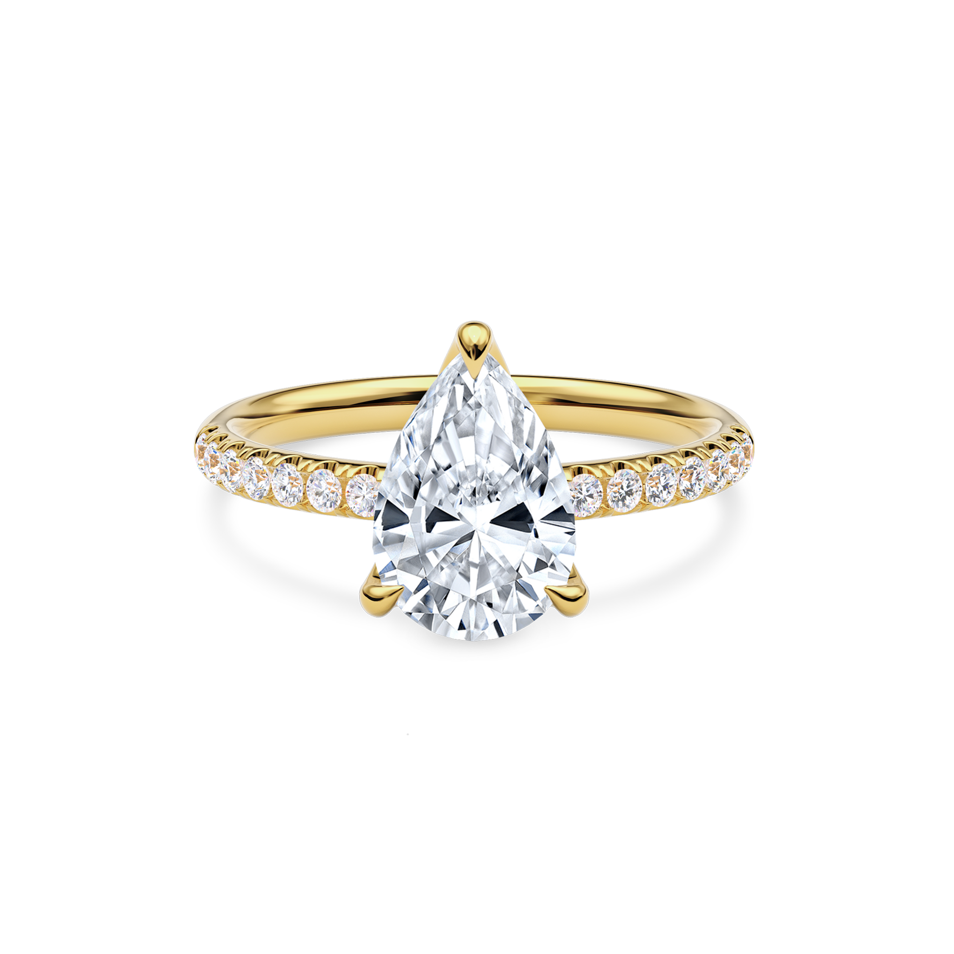 Dia Solitaire Pave Engagement Ring Pear•Yellow Gold
