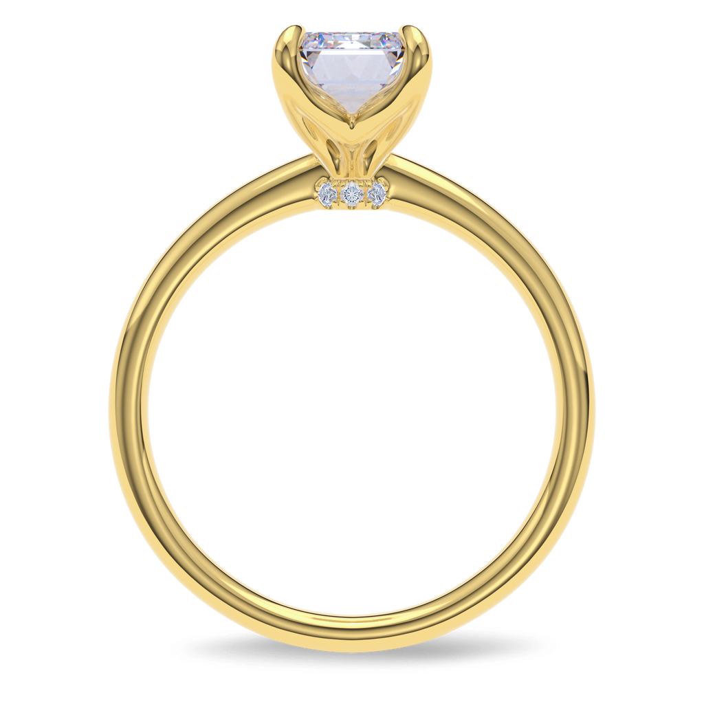 Dia Solitaire Engagement Ring Emerald•Yellow Gold