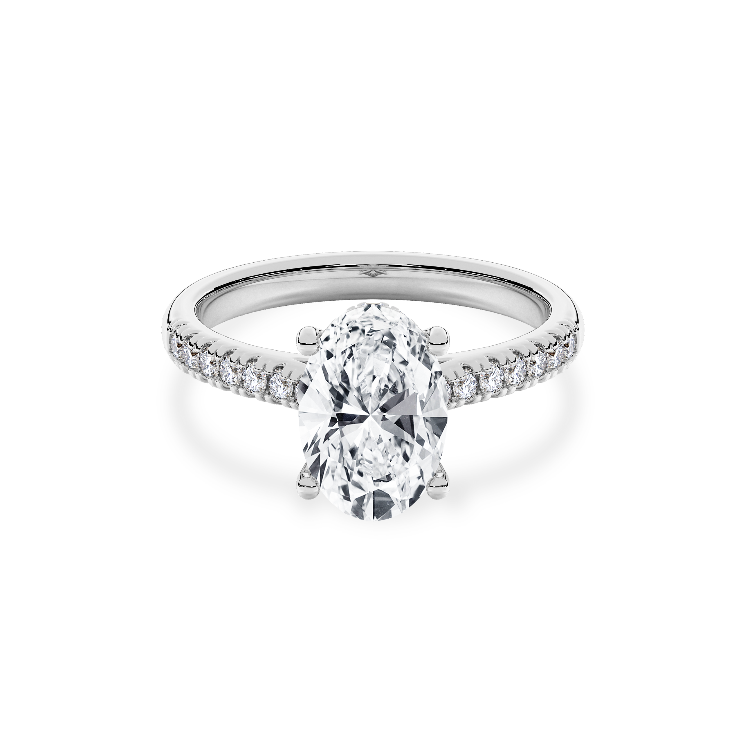 Hidden Halo II Oval Lab Grown Diamond Ring in 14K White Gold