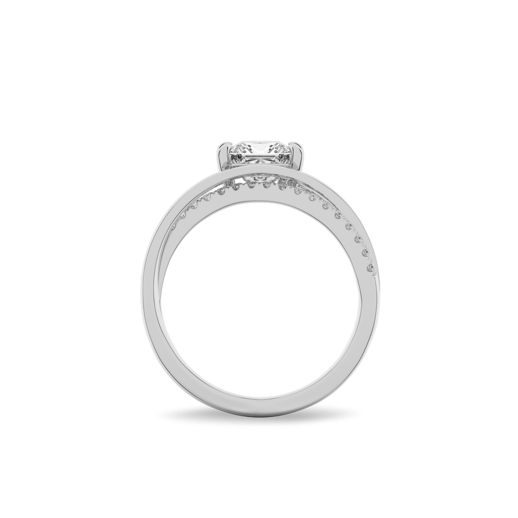 Interlace Meteor Princess Ring in 14k White Gold