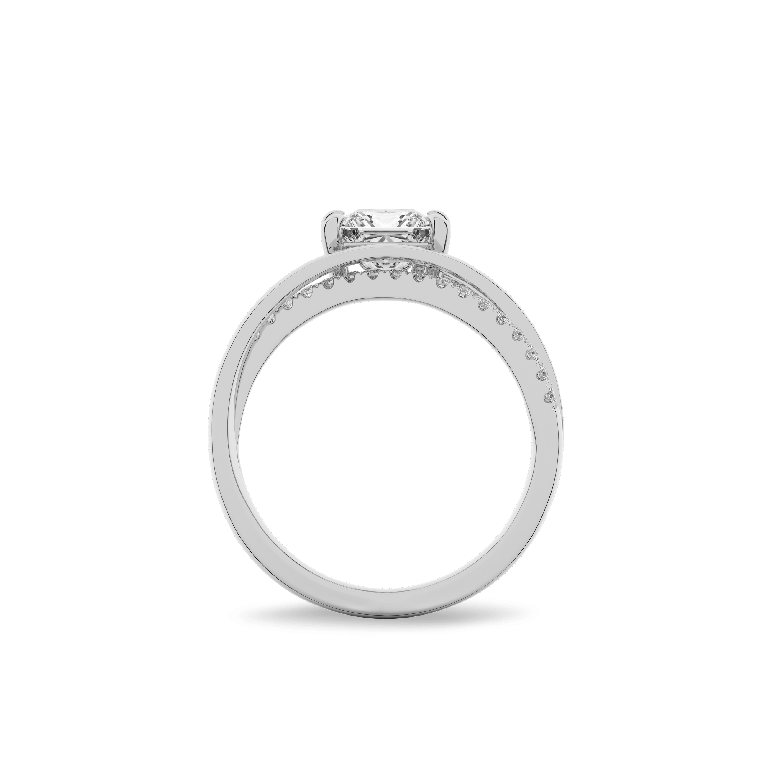 Interlace Meteor Princess Ring in 14k White Gold