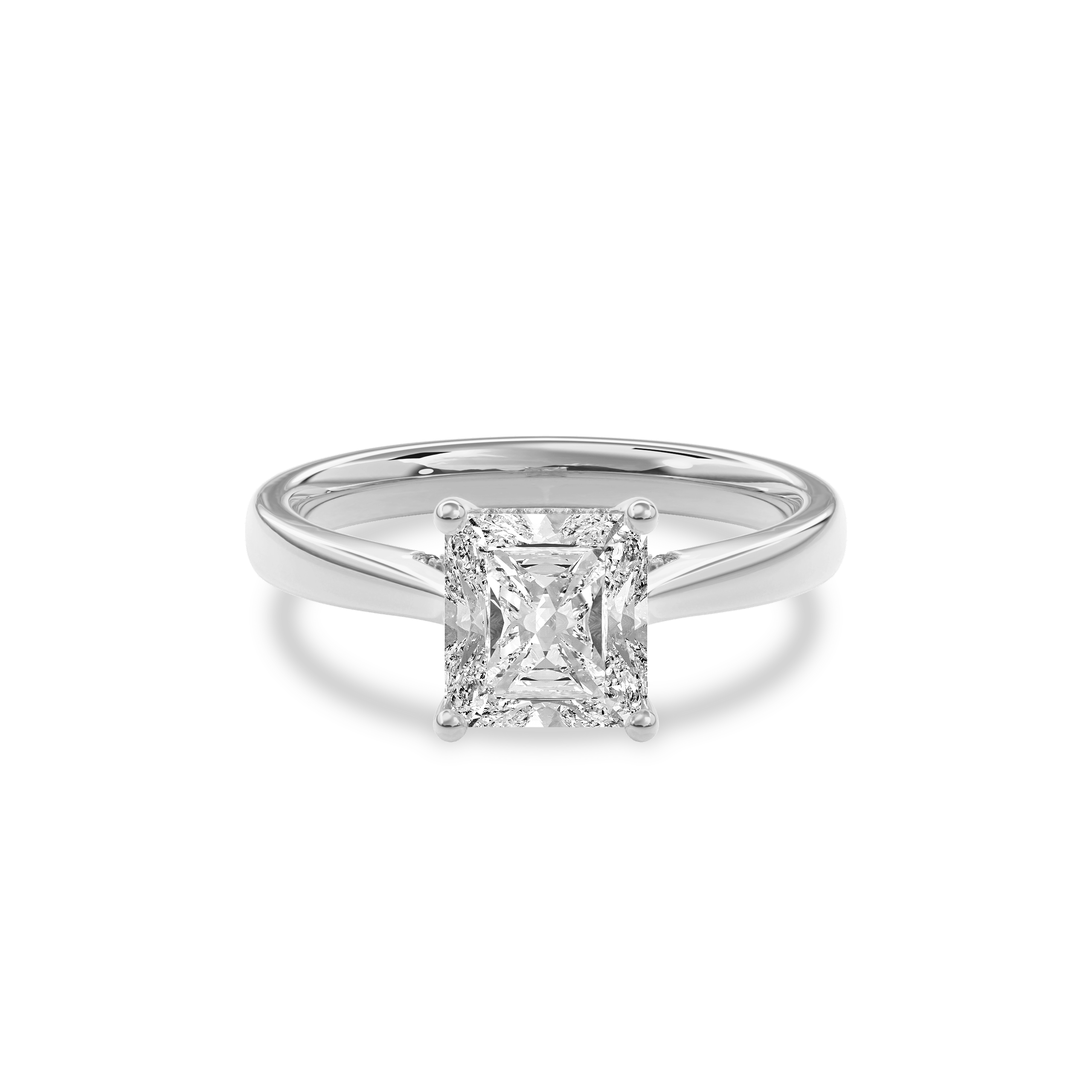 Elara Hidden Halo Salitaire Engagement Ring Radiant•White Gold