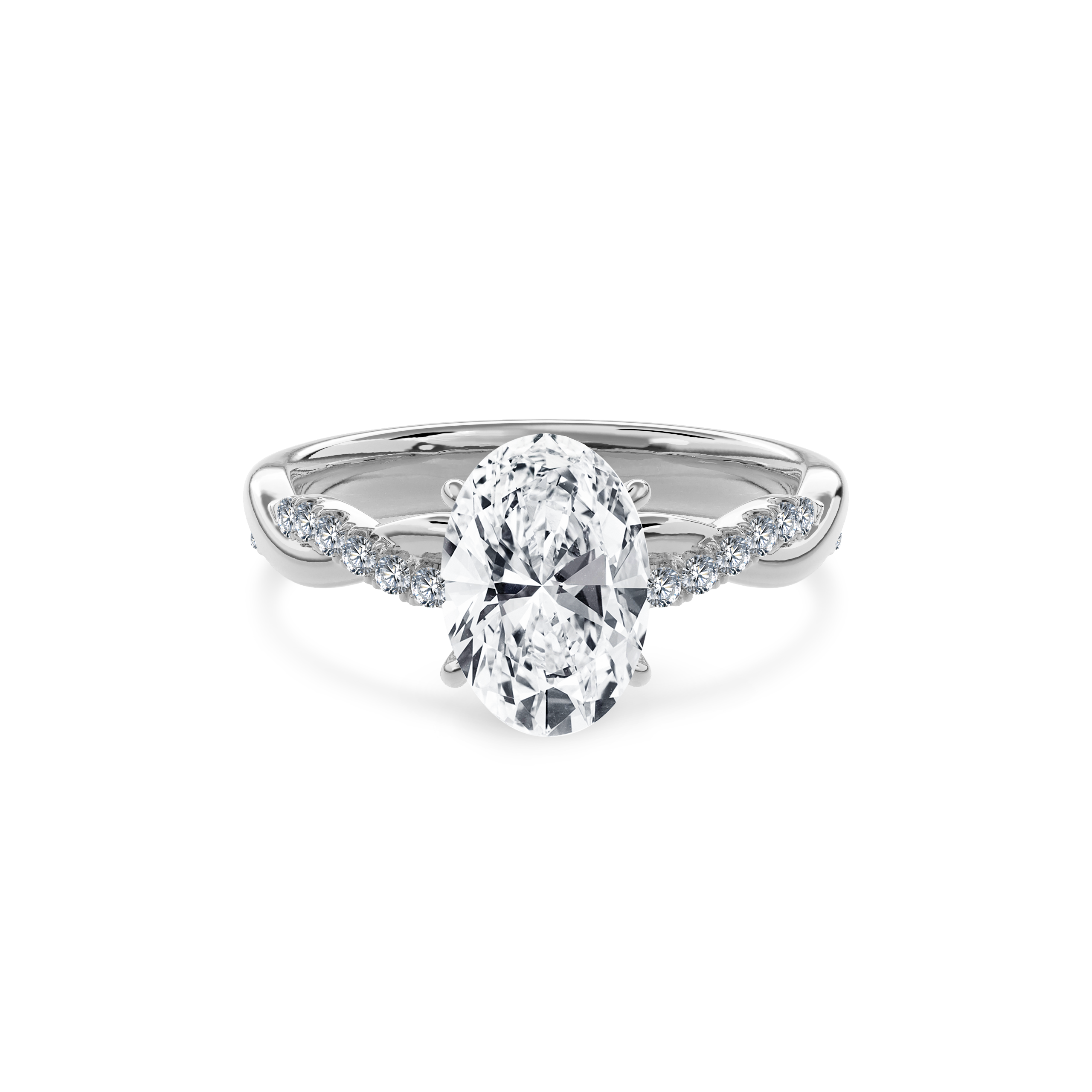 Rhea Twisted Pave Engagement Ring Oval•White Gold