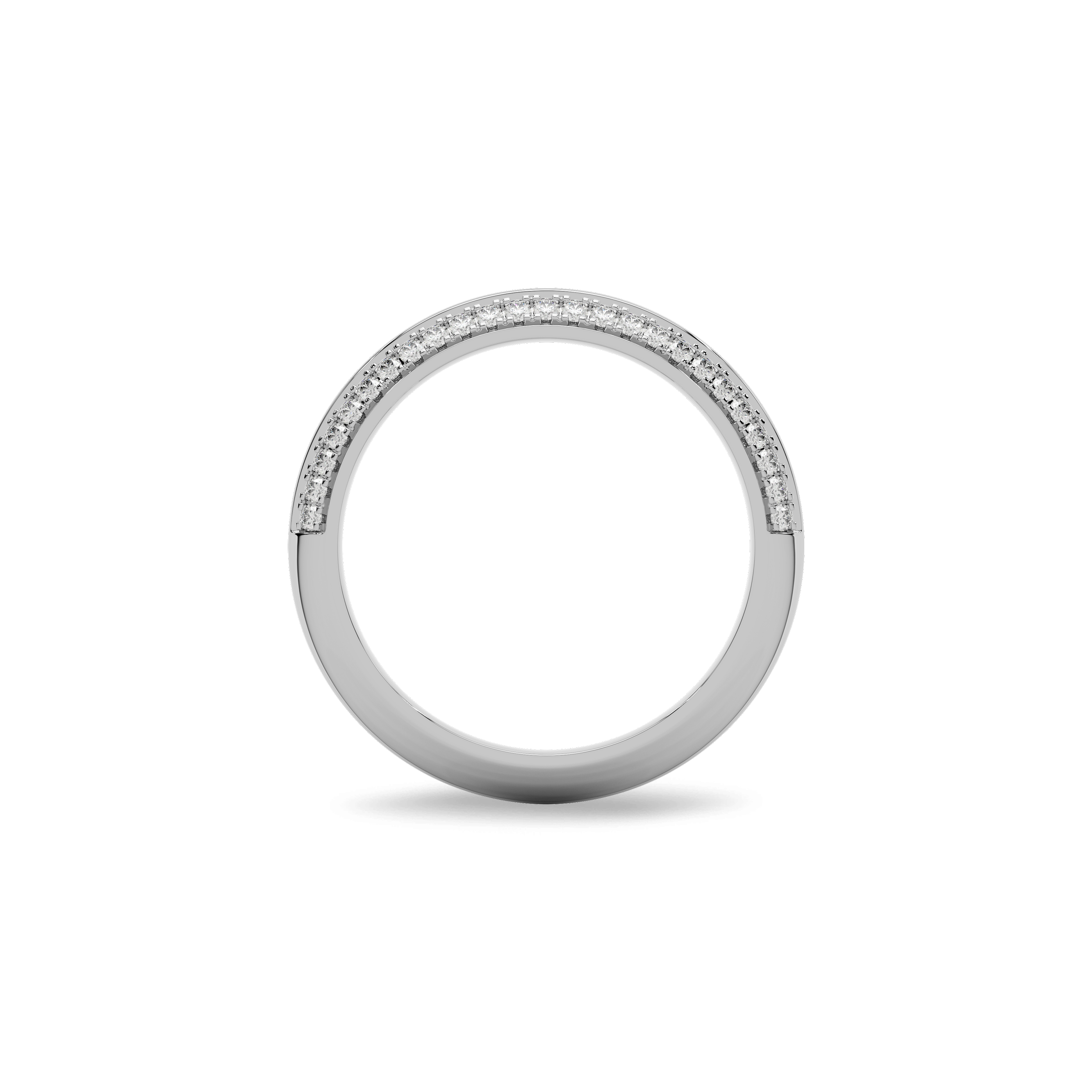 14K White Gold Classic Stone-set  Wedding Band
