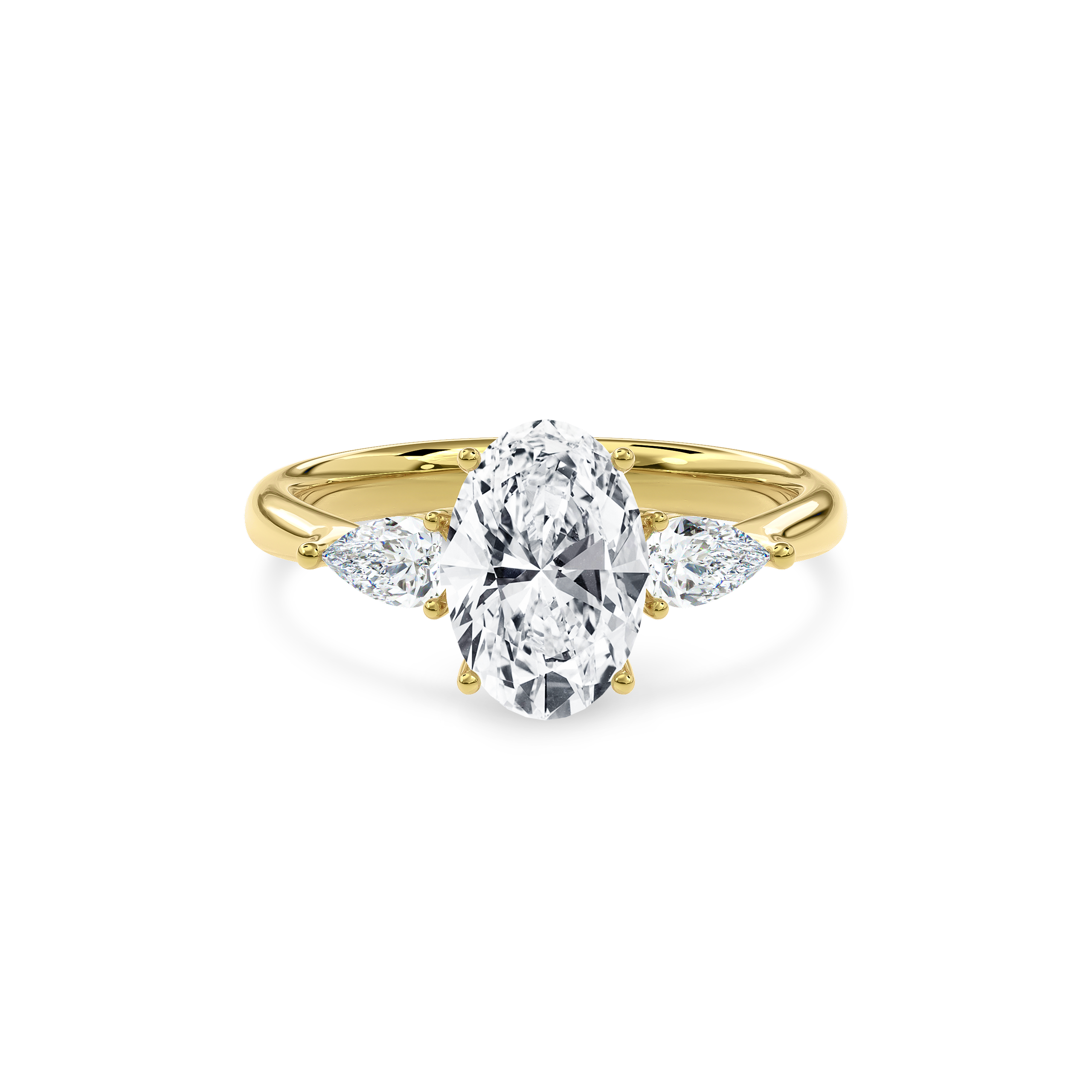 Daphnis Three Stones Engagement Ring Oval•Yellow Gold