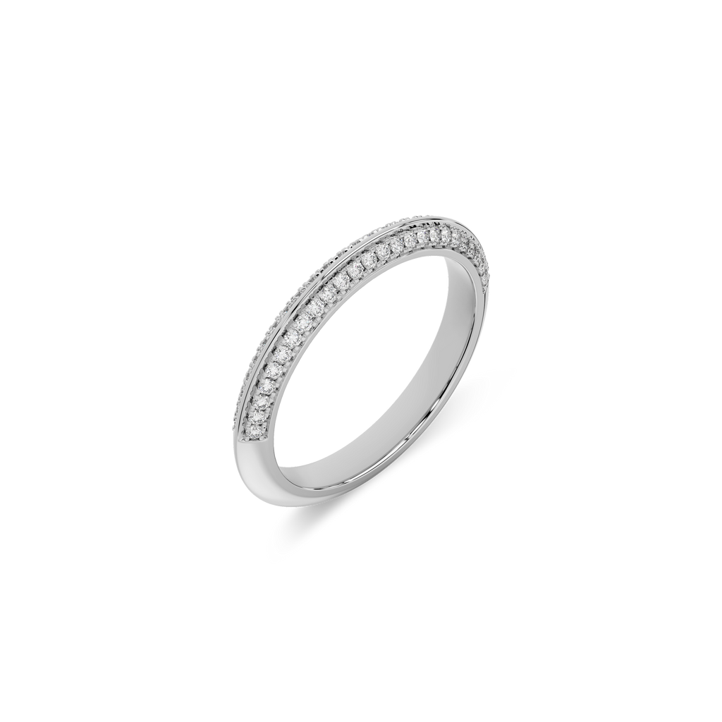 14K White Gold Classic Stone-set  Wedding Band