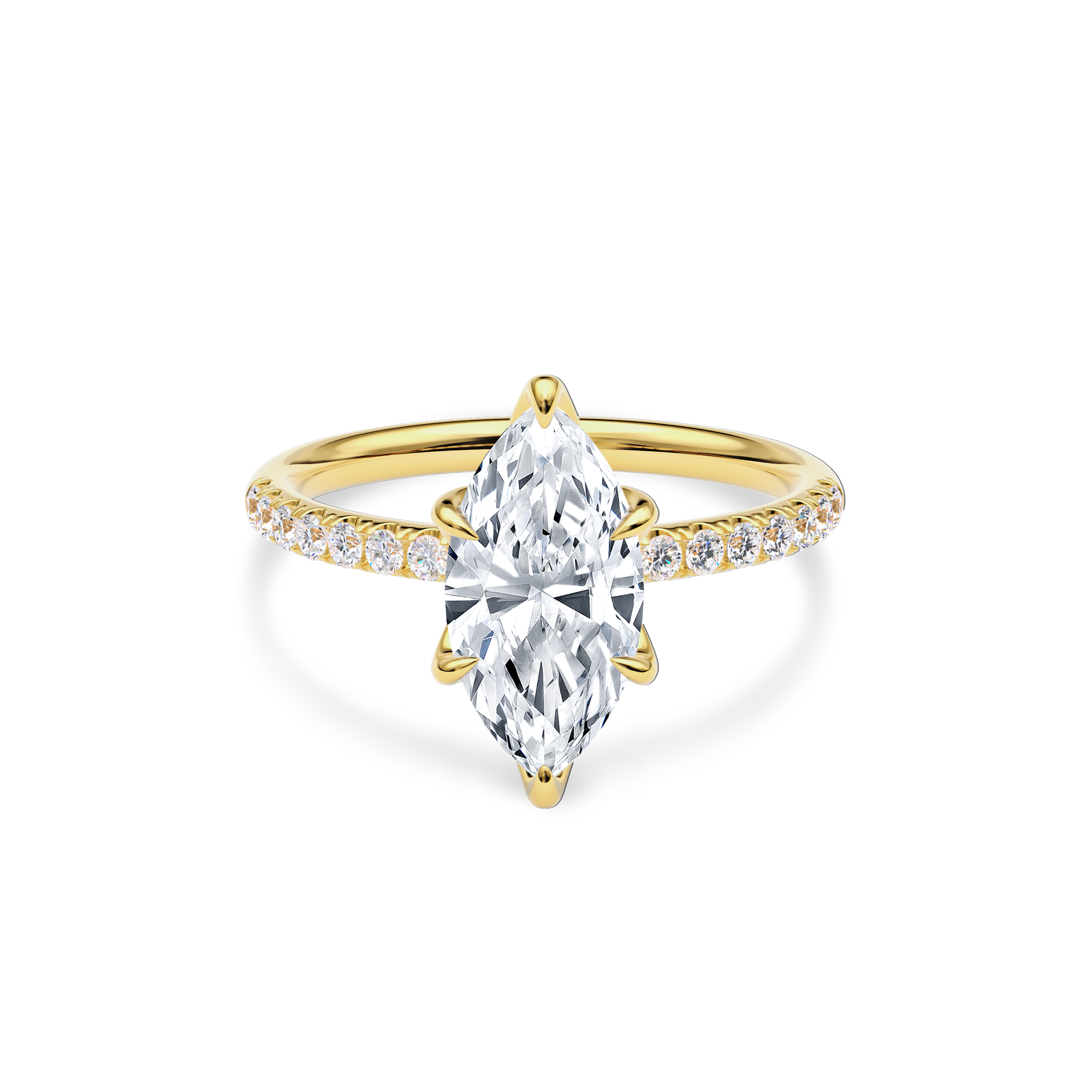 Dia Solitaire Pave Engagement Ring Marquise•Yellow Gold