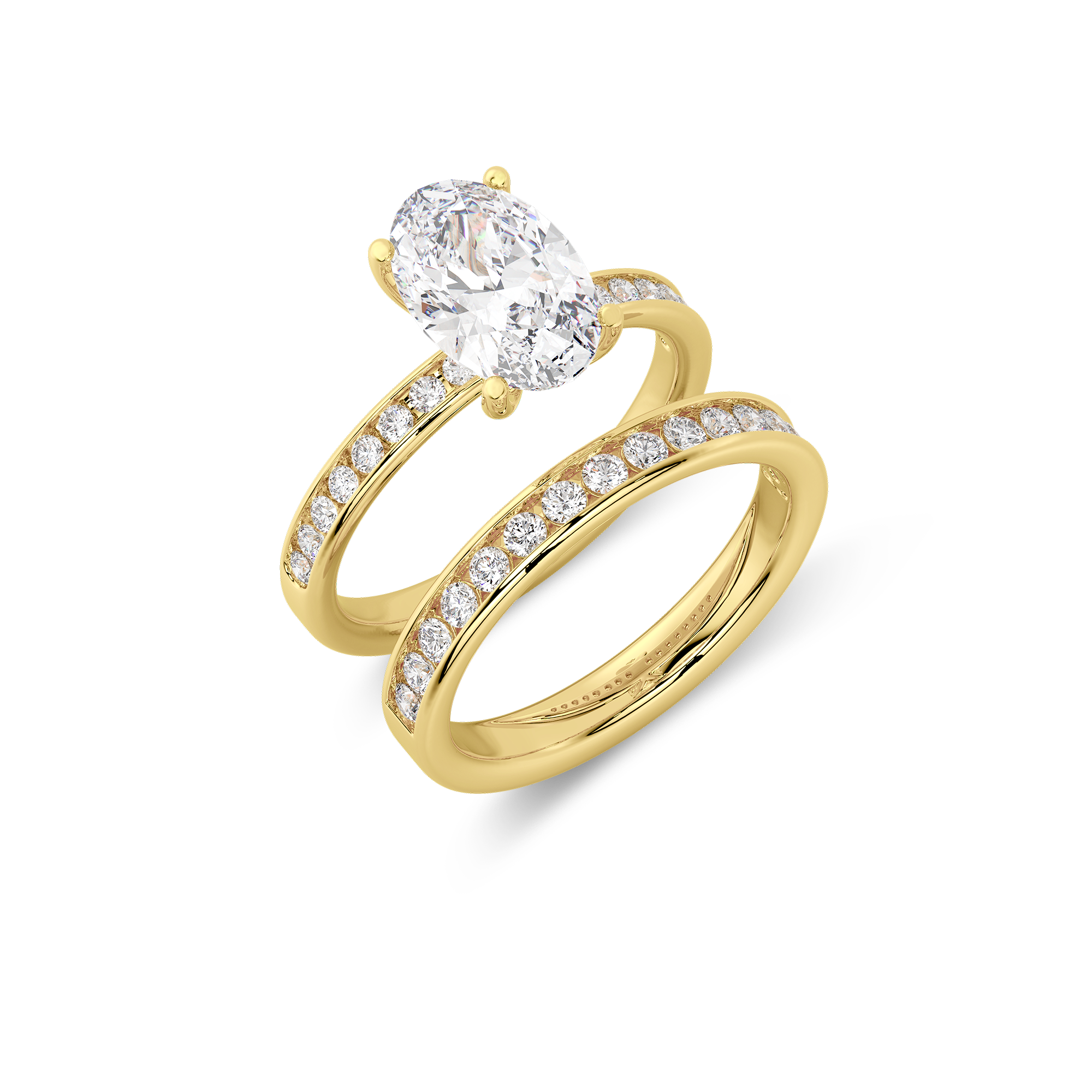 Channel Set Round Diamond Engagement Ring in 14k Yellow Gold