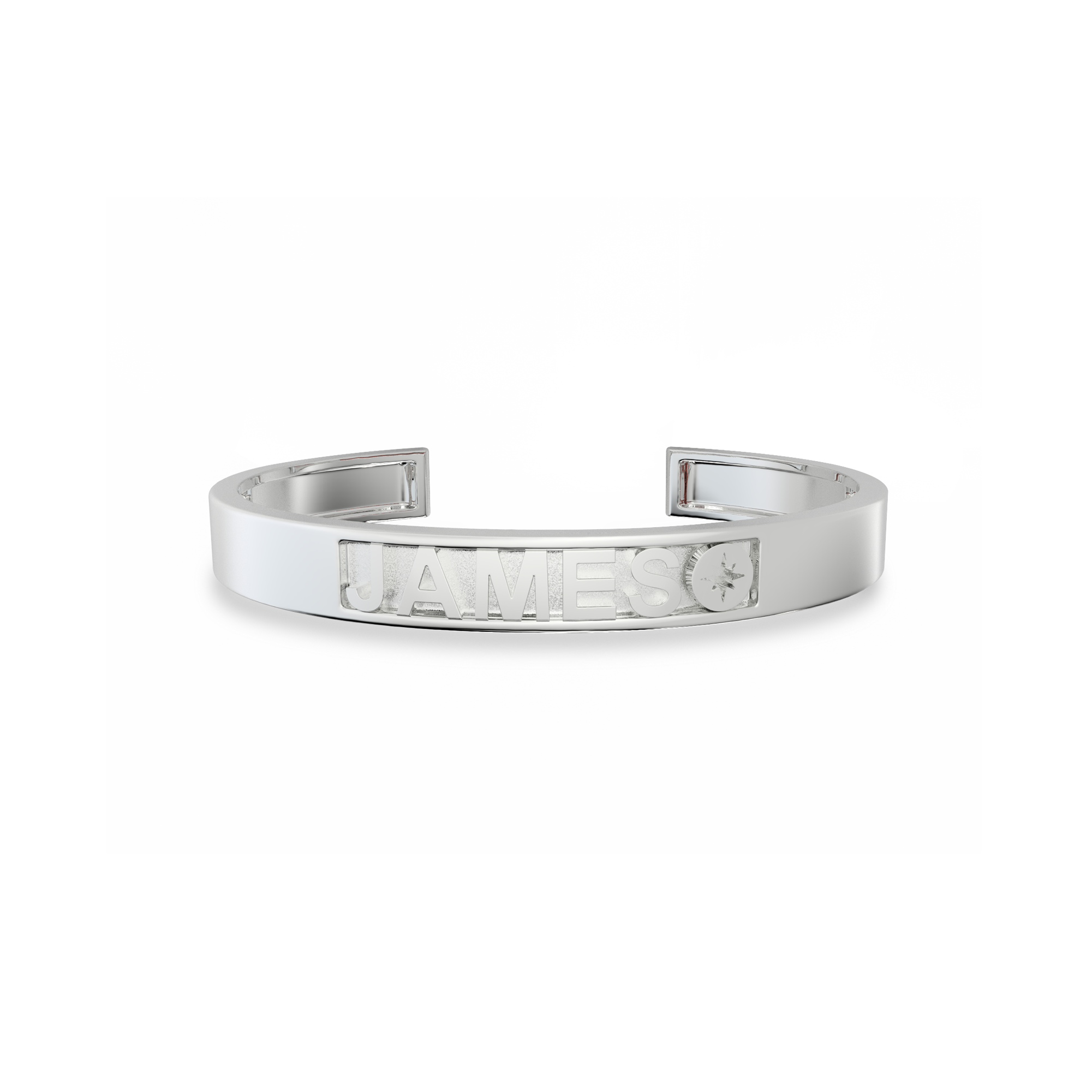 Rhodium Plated Silver CharmMark ModuType Cuff SS25B001R