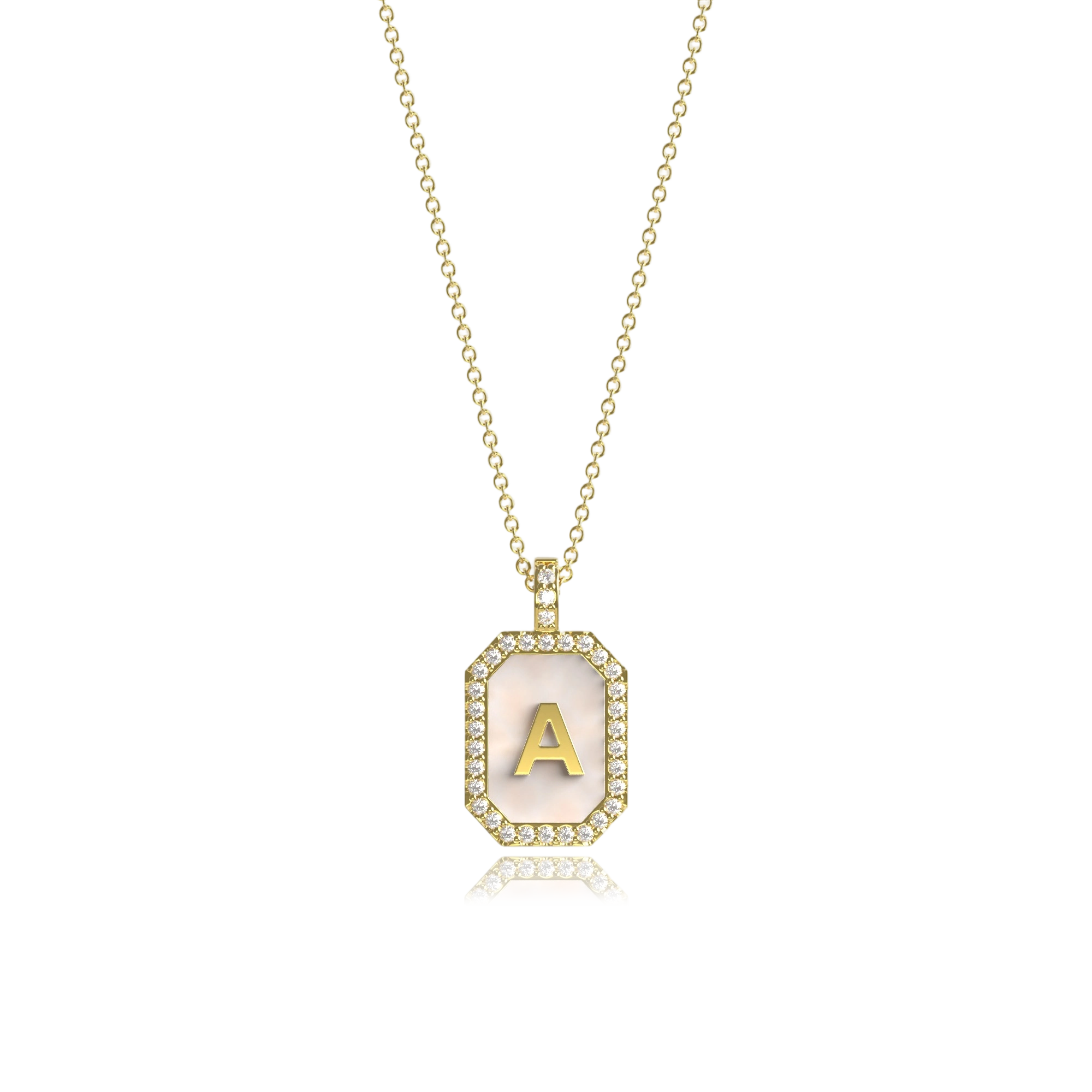 18k Gold Plated Silver Pearl Initial Zodiac & Initial Gemstone Pendant Necklace – Octagon  AW24N004G