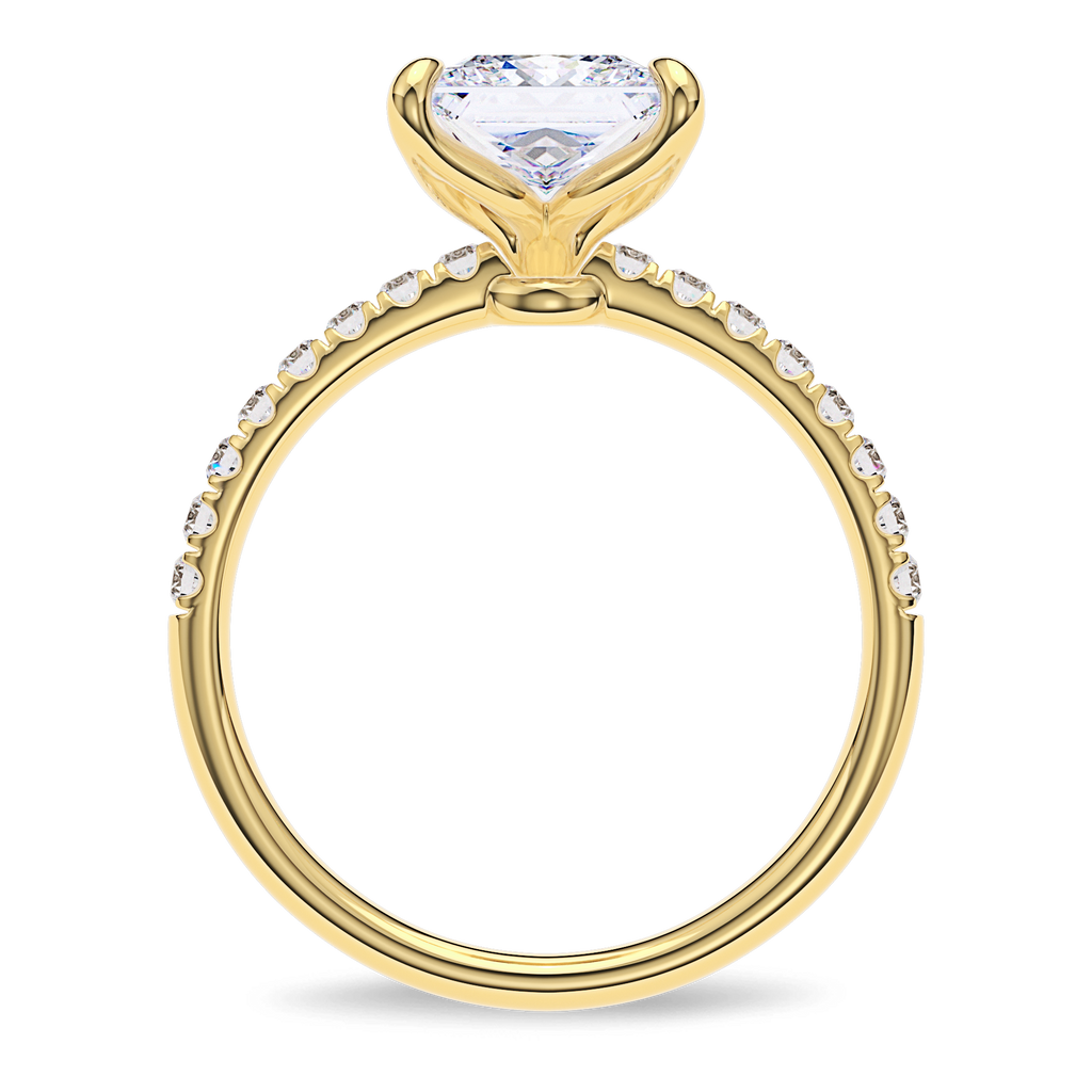 Dia Solitaire Pave Engagement Ring Princess•Yellow Gold