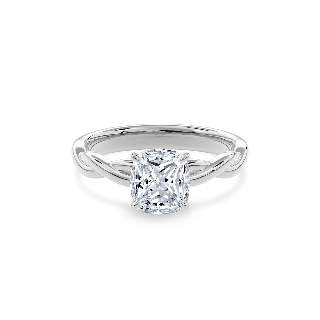 Rhea Twisted Engagement Ring Cushion•White Gold