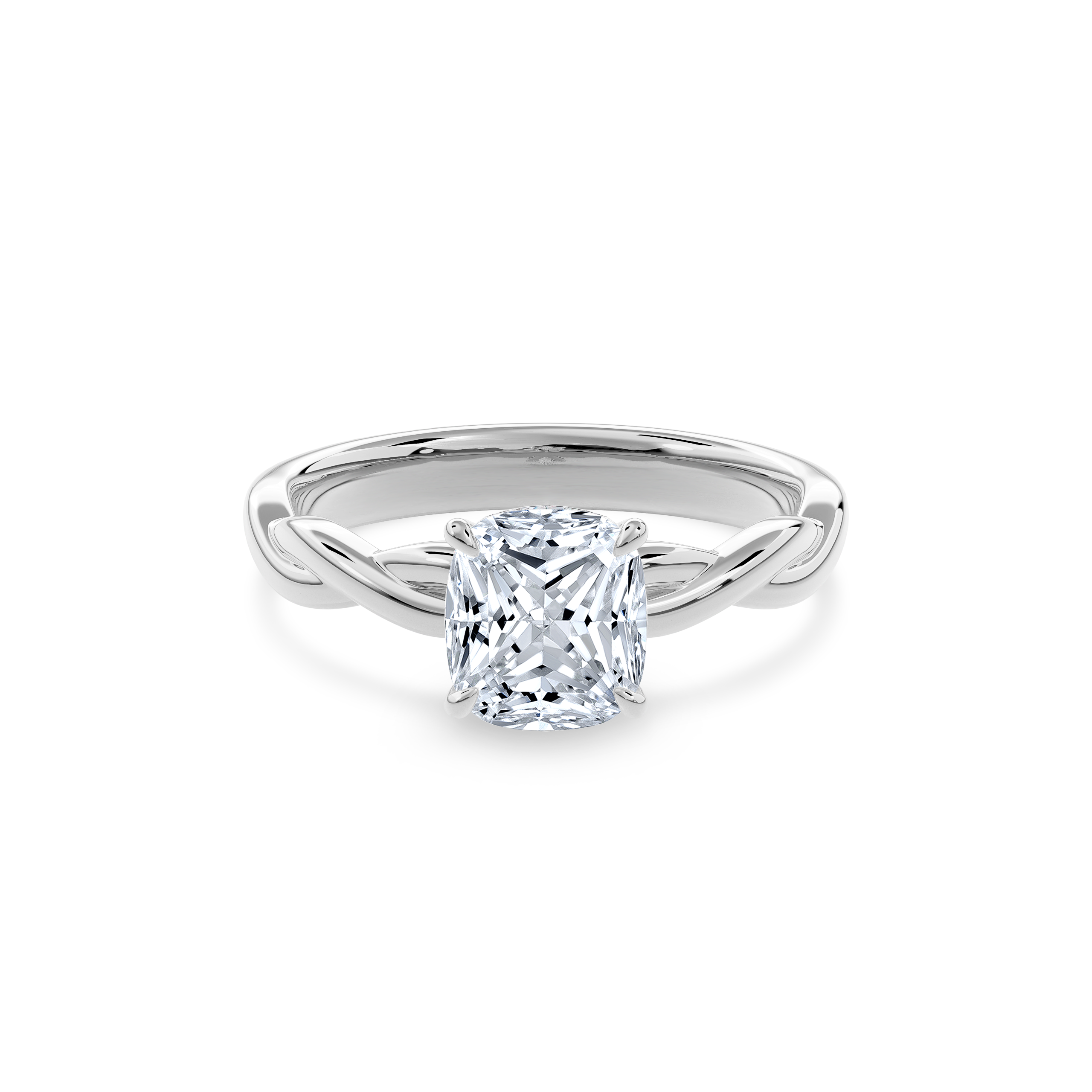 Rhea Twisted Engagement Ring Cushion•White Gold