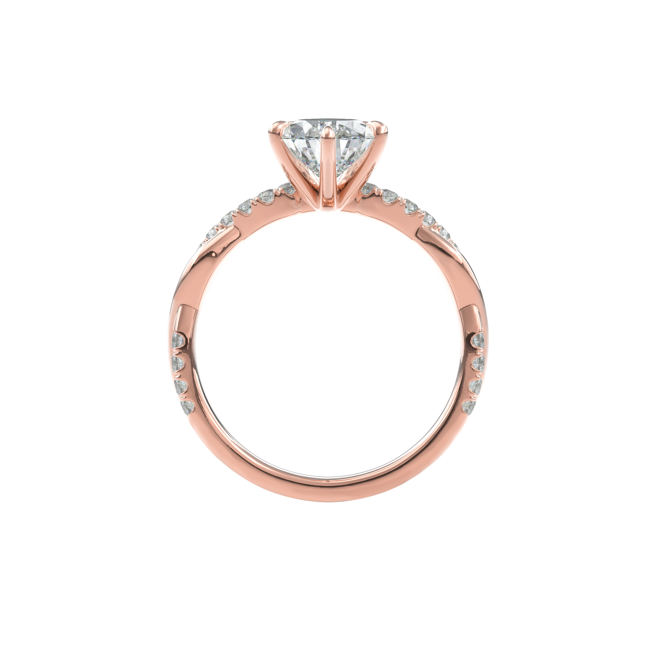 Rhea Twisted Pave Engagement Ring Cushion•Rose Gold