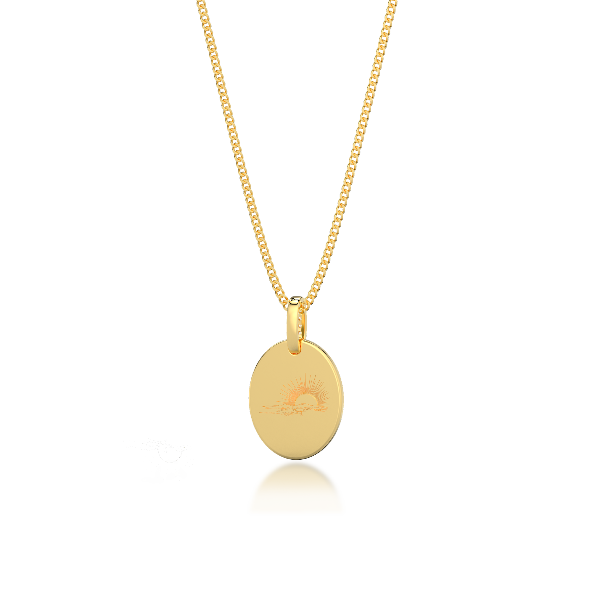 18K Gold Plated Oval Engravable Pendant SP003