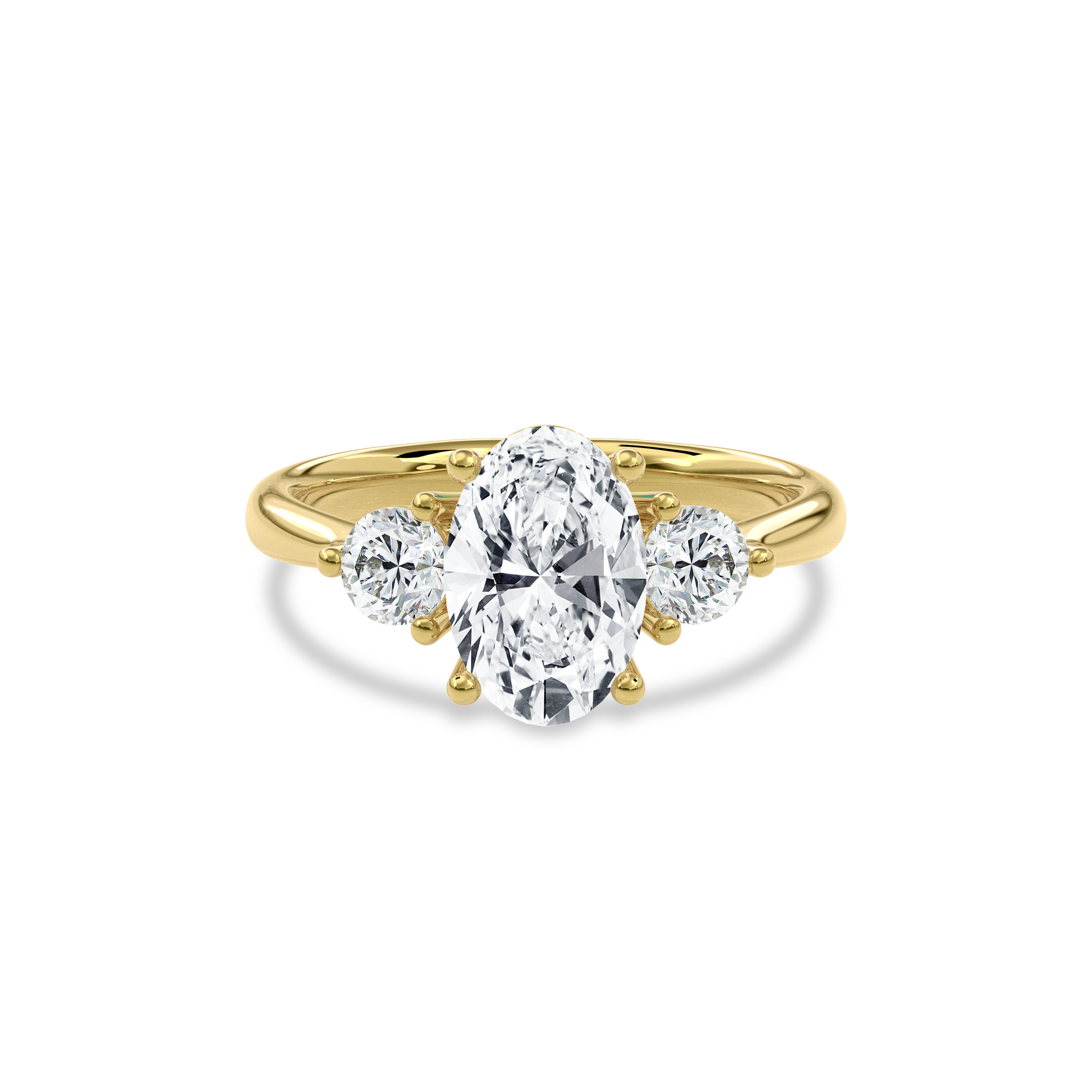 Daphnis Three Stones Engagement Ring Oval•Yellow Gold